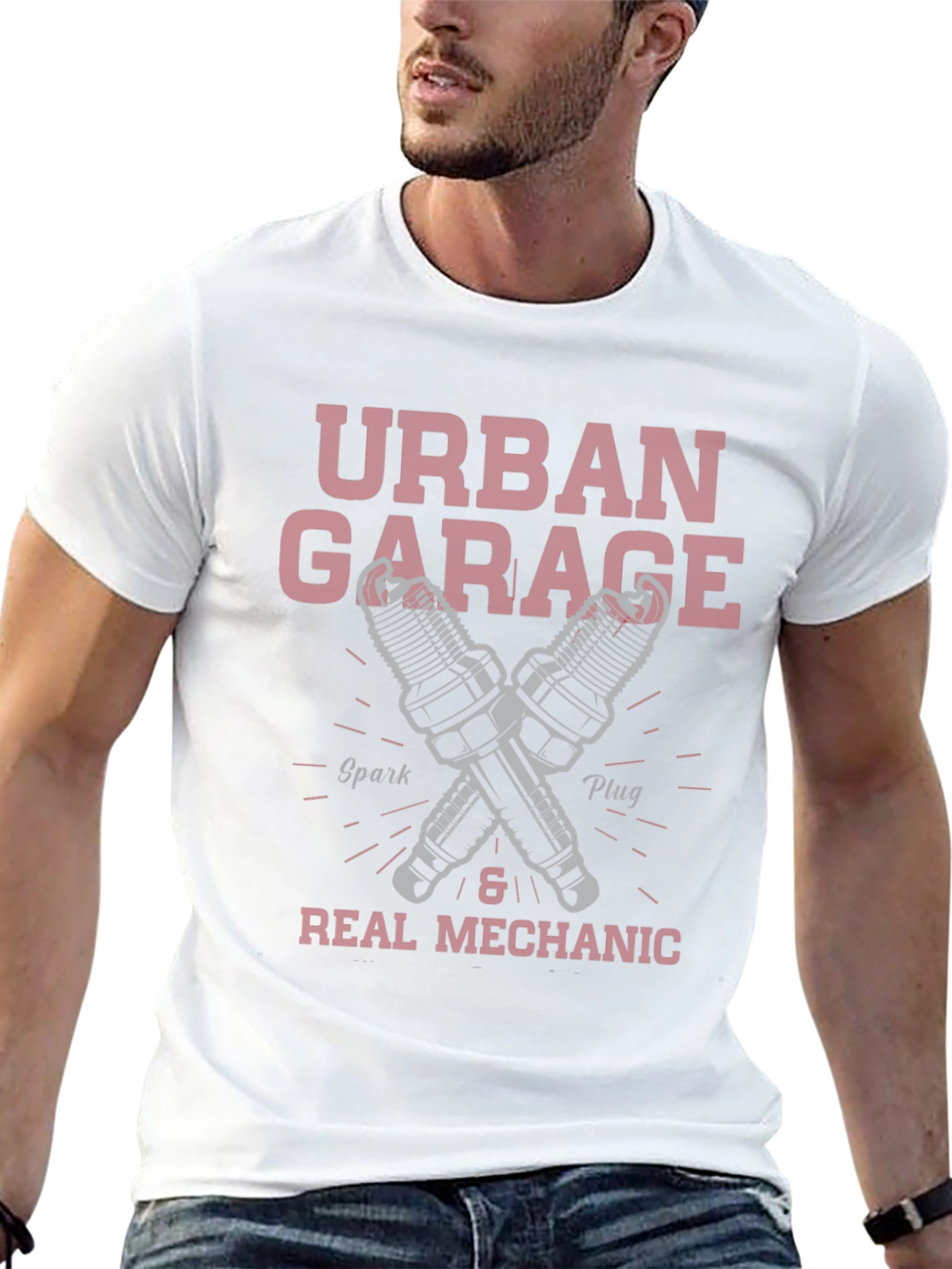 Urban Garage Mechanic T-Shirt - Spark Plug Design