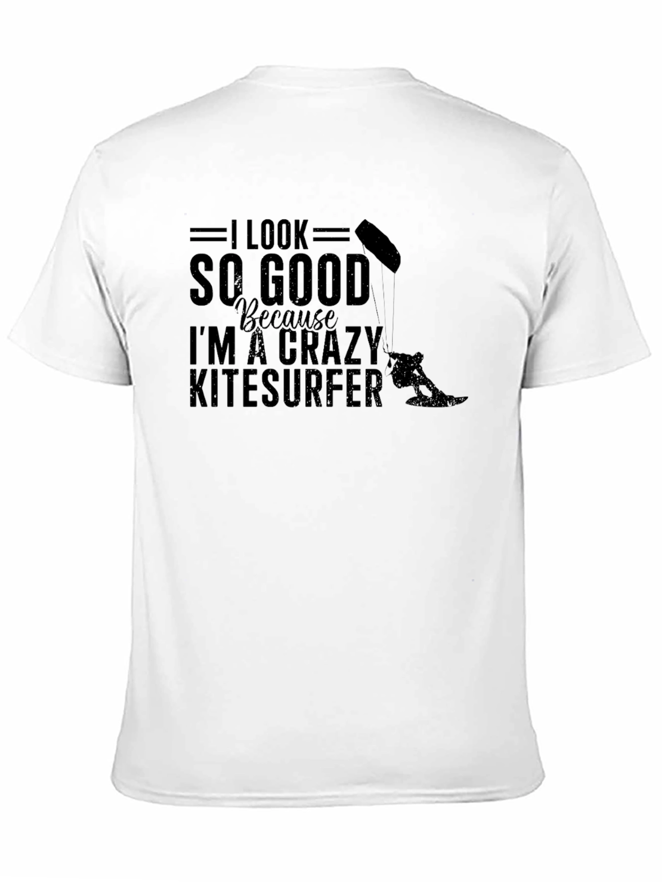 Crazy Kitesurfer Graphic Tee - Black Cotton