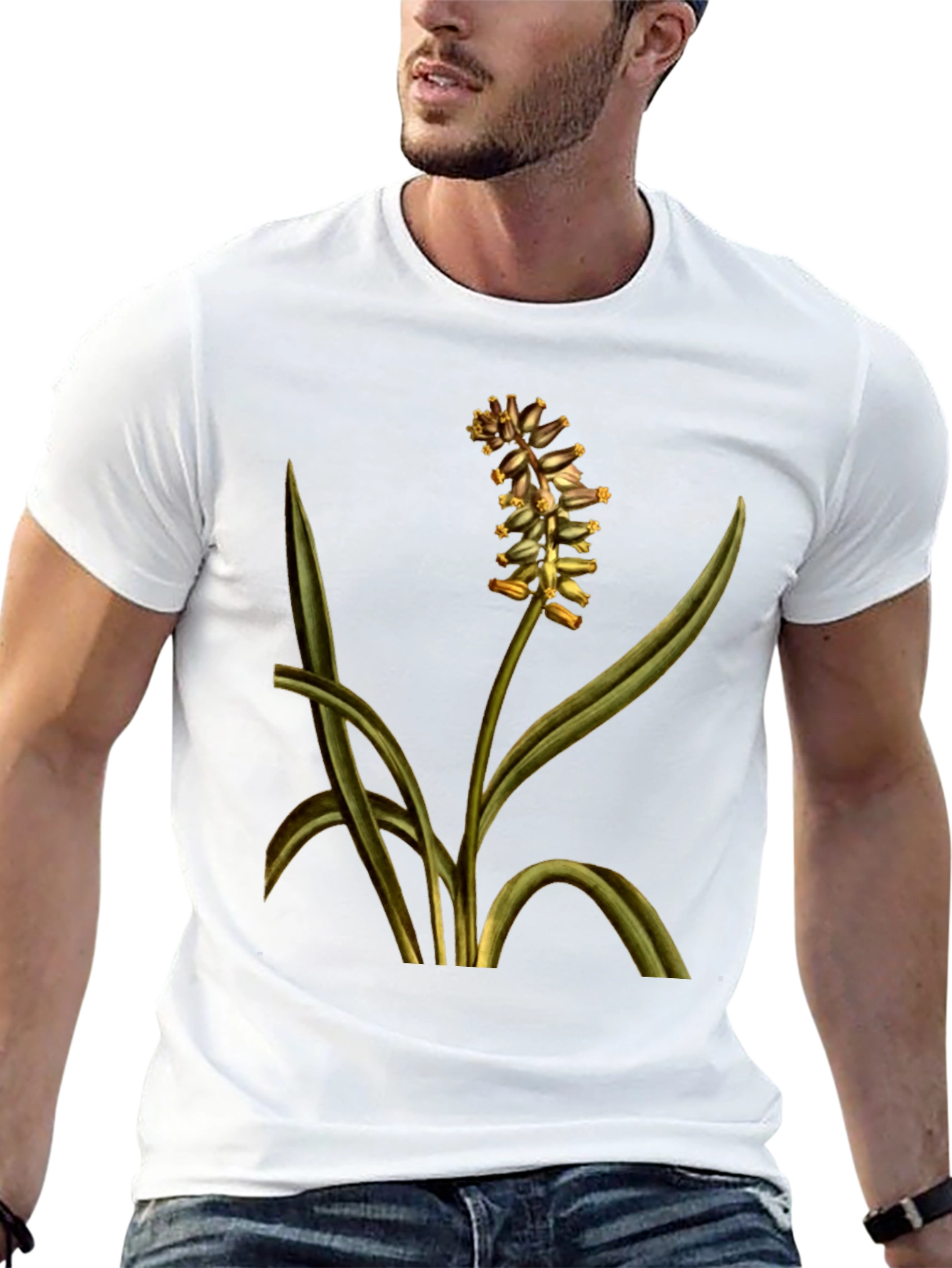 Botanical Floral Print T-Shirt - Black