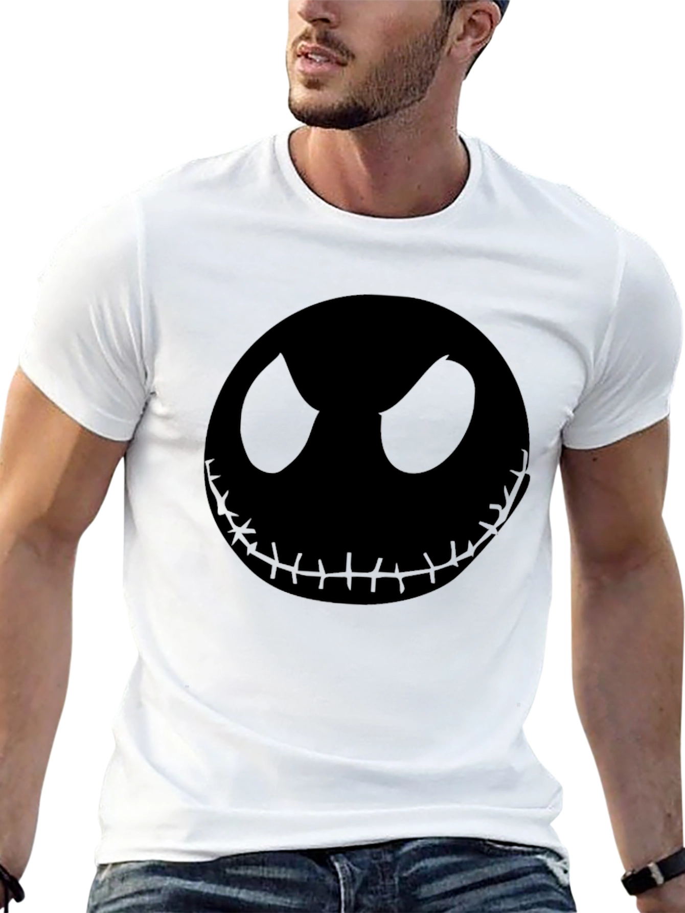 Spooky Jack Skellington Graphic Tee - Mens Black T-Shirt