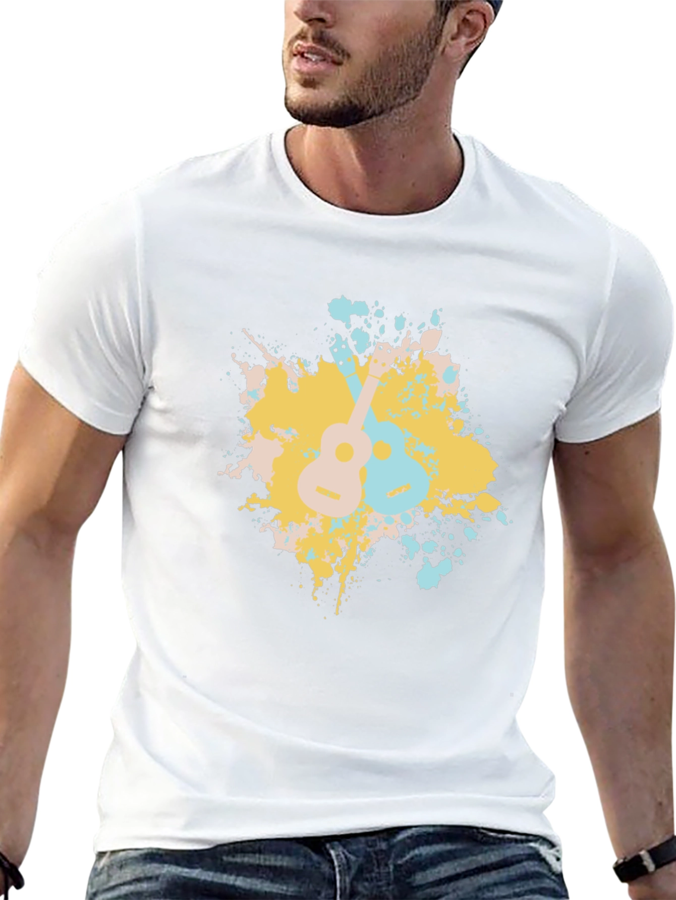 Ukulele Splash Graphic Tee - Black Cotton T-Shirt