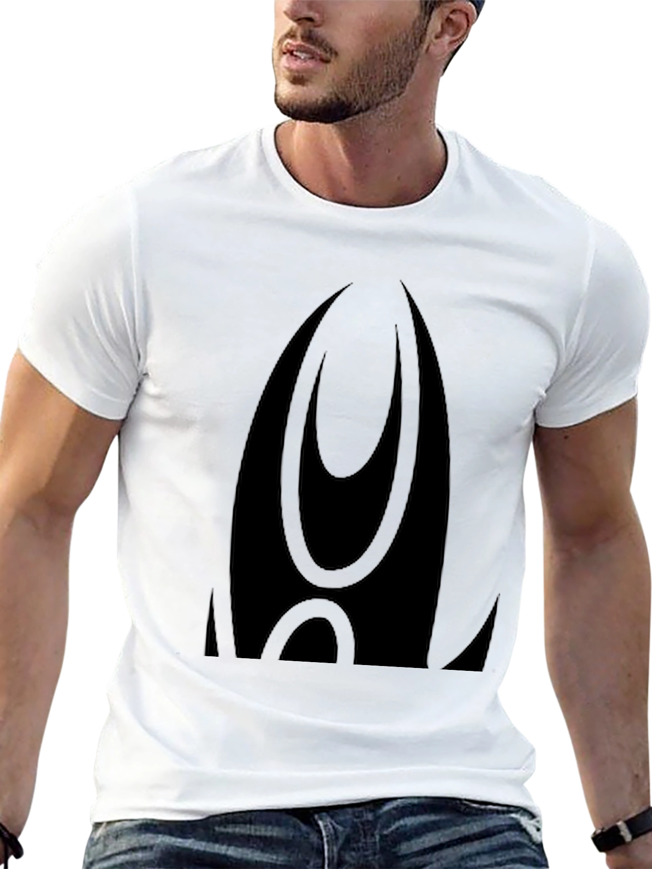 Black Graphic Tee - Modern Abstract Design