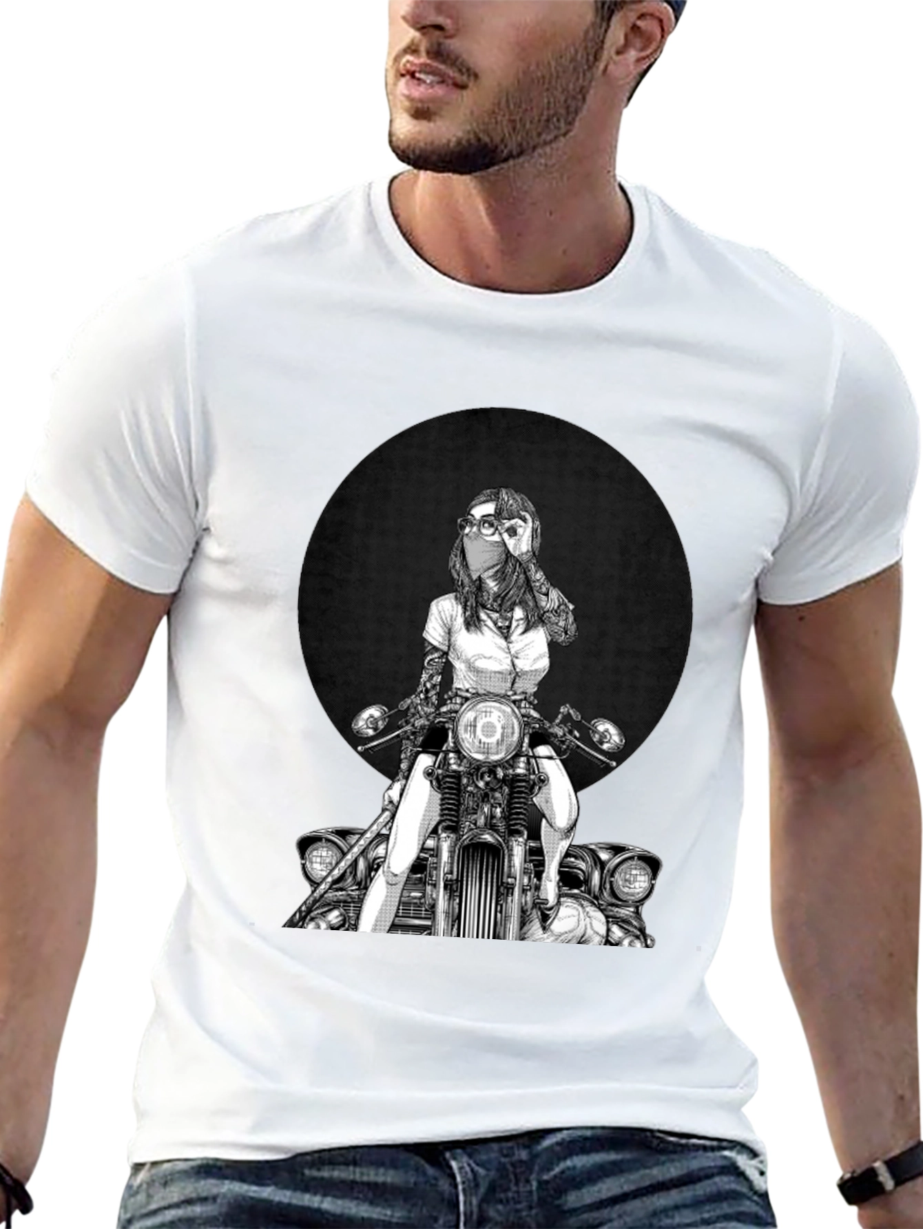Biker Girl Graphic Tee - Cool Motorcycle T-Shirt