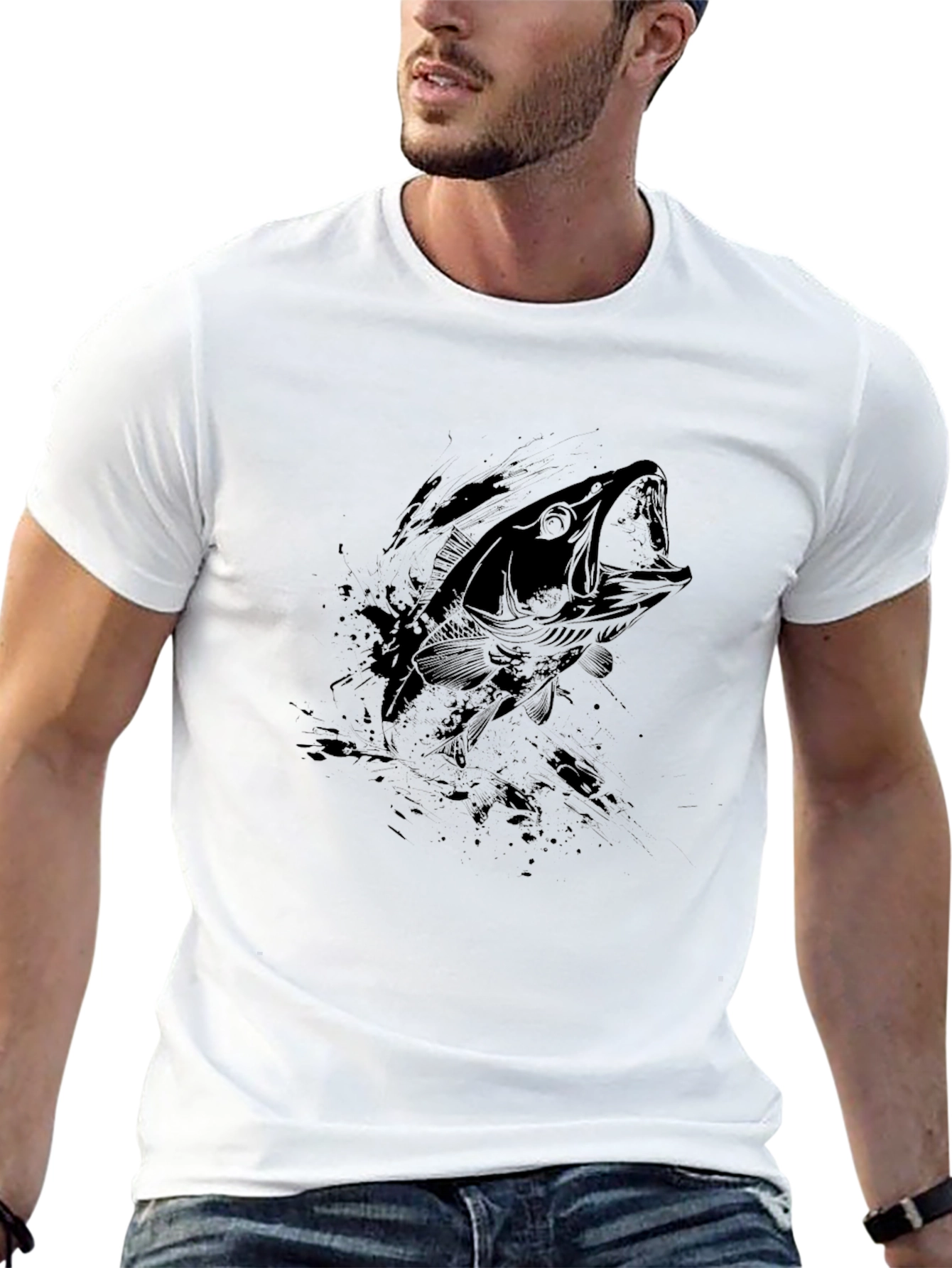 Bass Fish Graphic Tee - Black T-Shirt