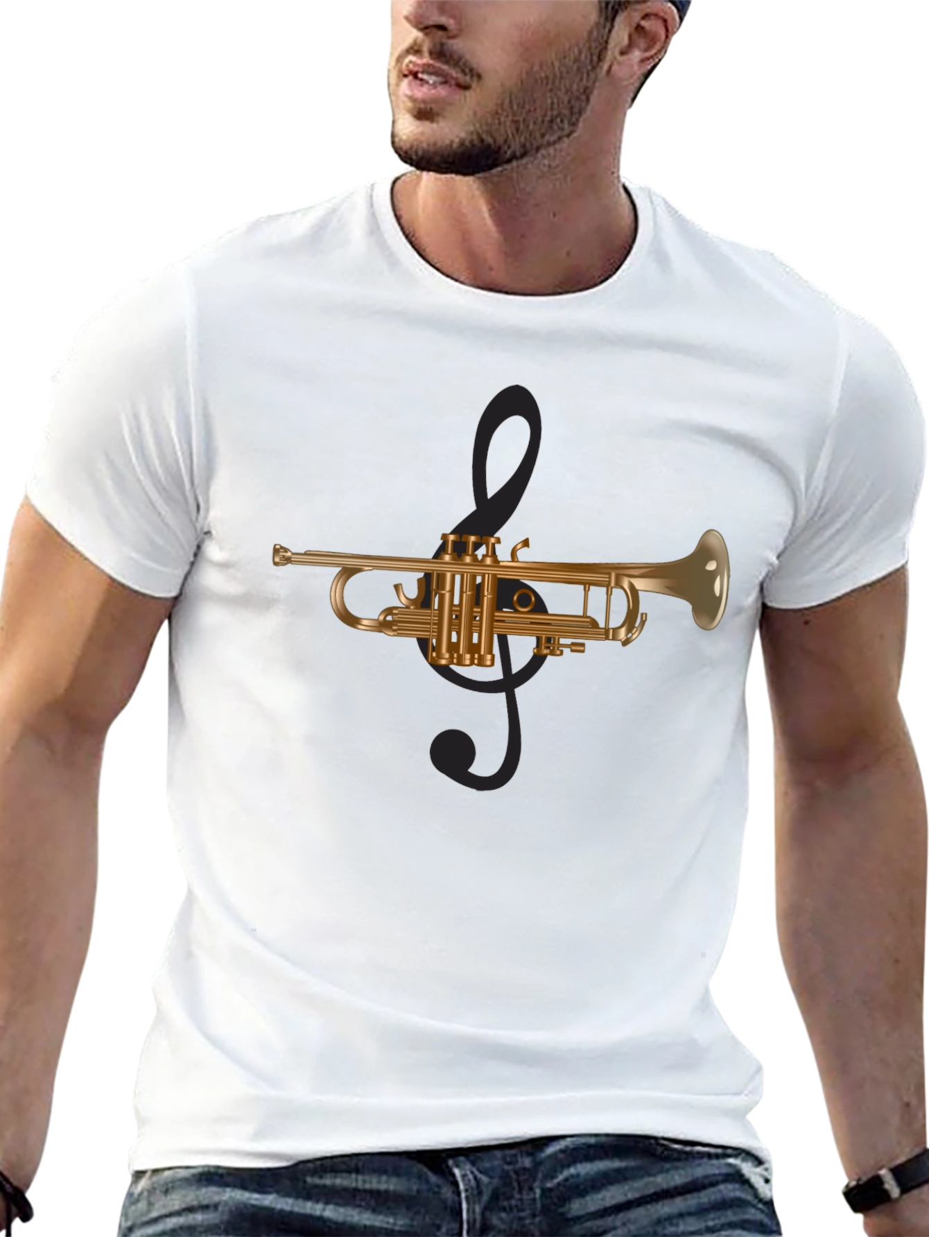 Trumpet Music Tee - Mens Graphic Black T-Shirt