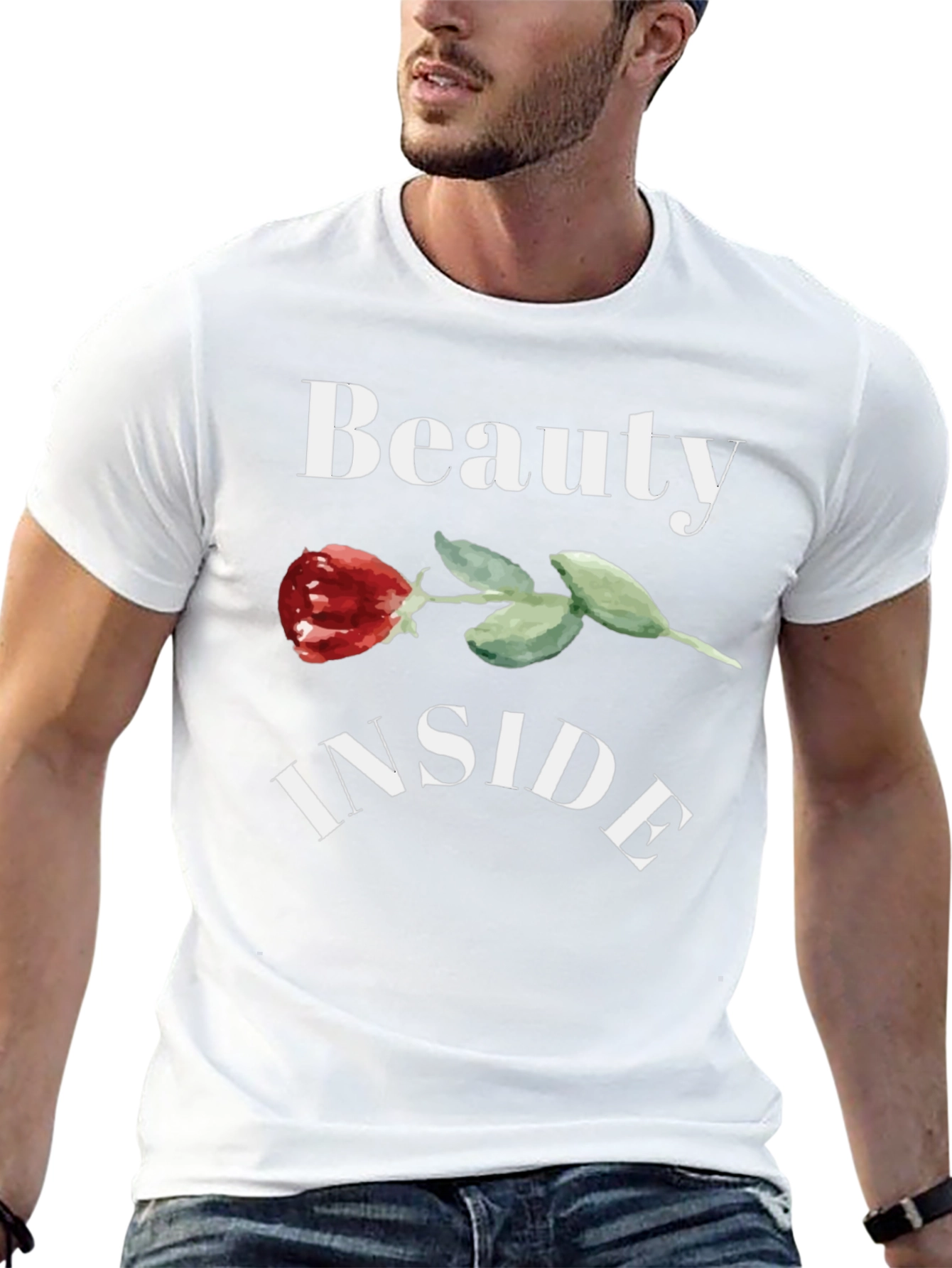 Beauty Inside Rose Graphic Black T-Shirt