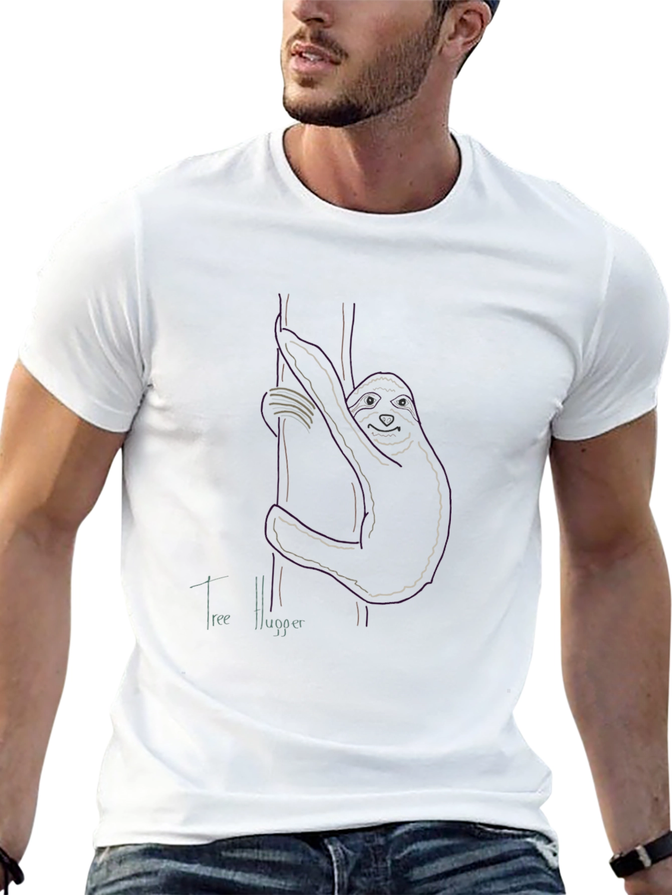 Tree Hugger Sloth Graphic Tee - Nature Lovers Apparel