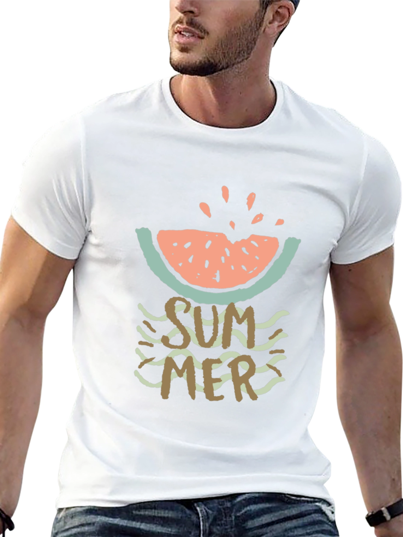 Summer Watermelon Graphic Tee - Casual Mens T-Shirt