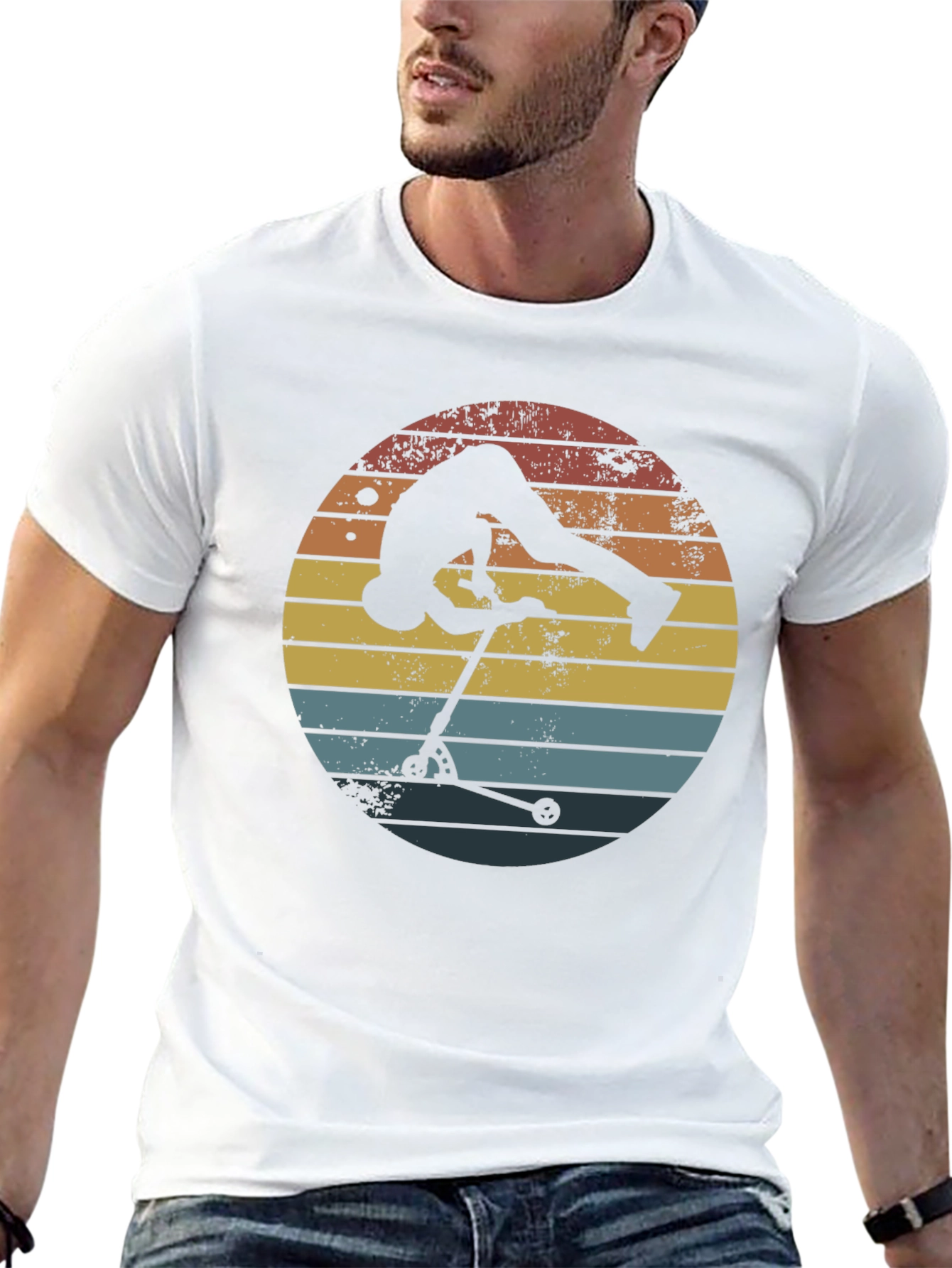 Retro Scooter Stunt T-Shirt - Cool Rider Tee