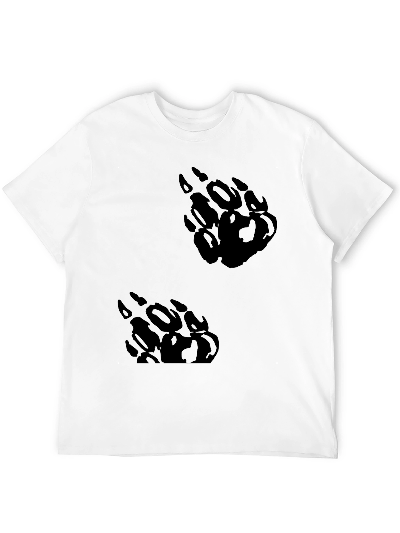Black T-Shirt with Bear Paw Print Design