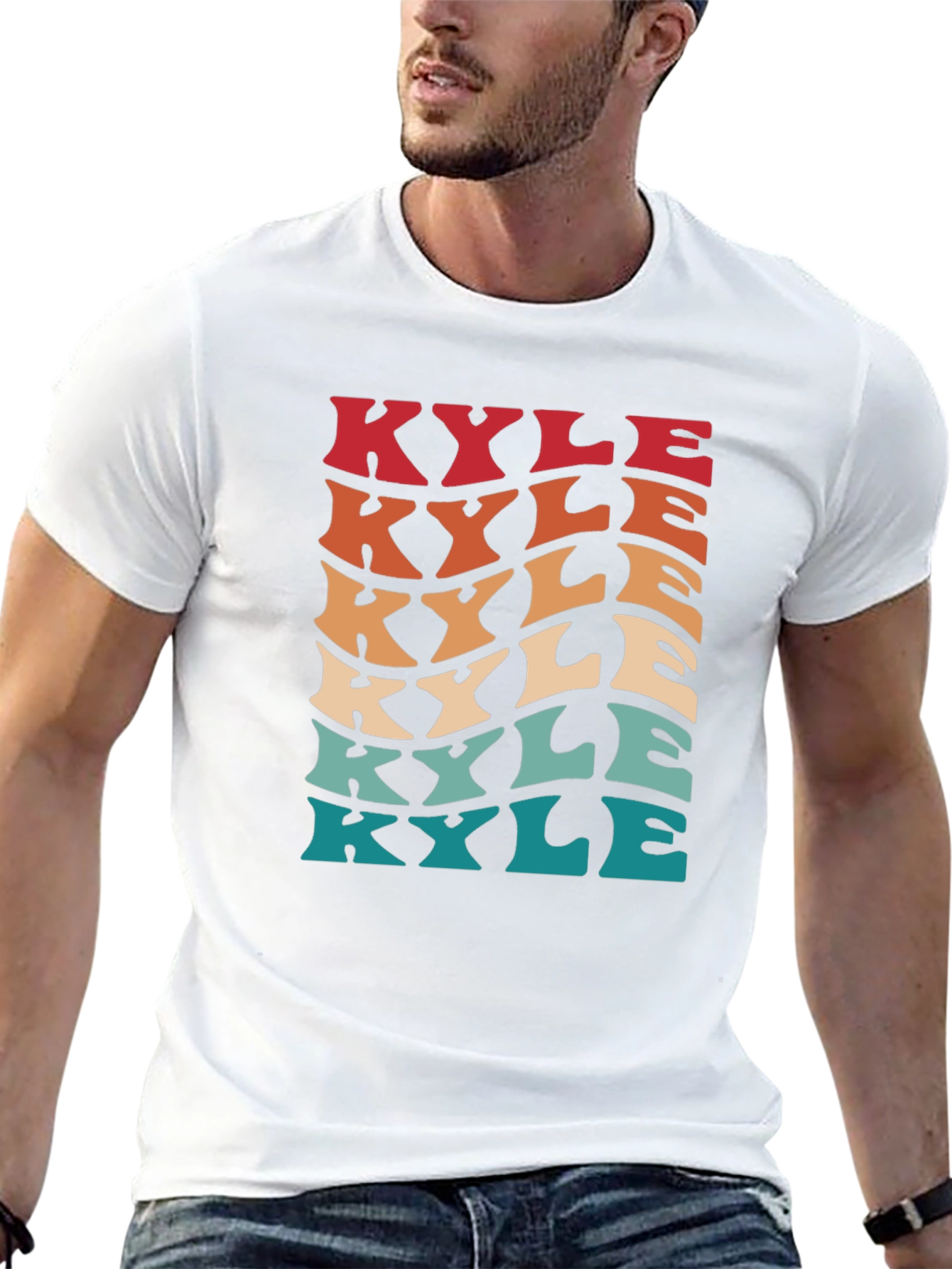 Retro Kyle Name T-Shirt - Personalized Wavy Text Design