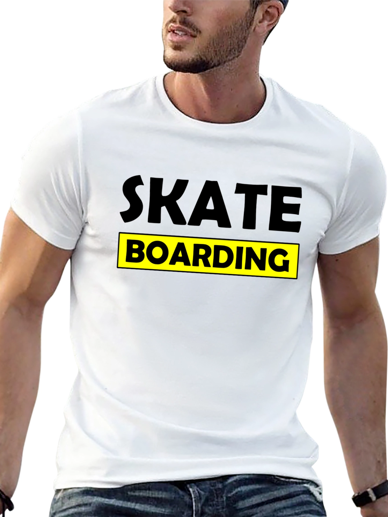 Skateboarding Graphic Tee - Black Cotton T-Shirt