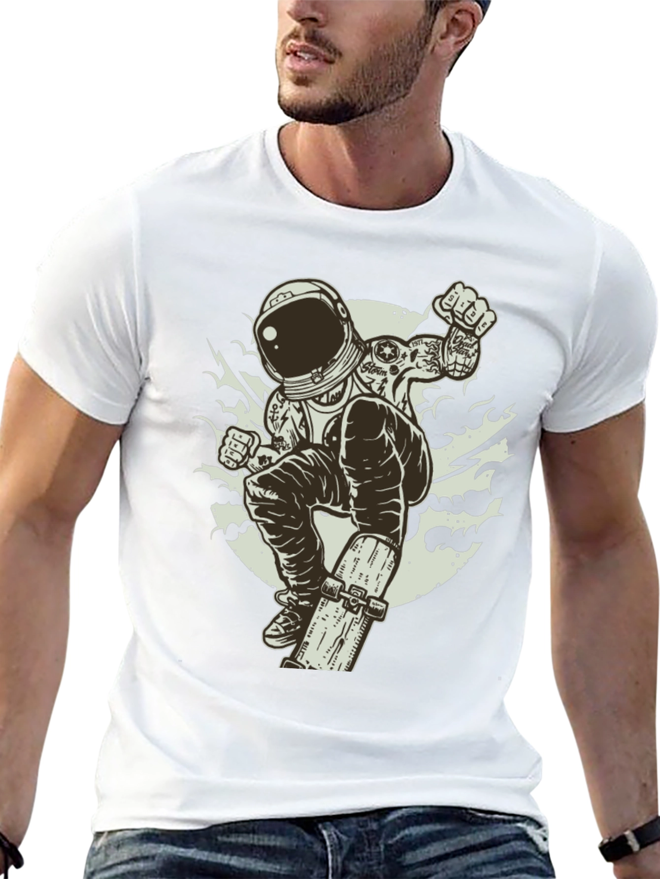 Skateboarding Astronaut Graphic Tee