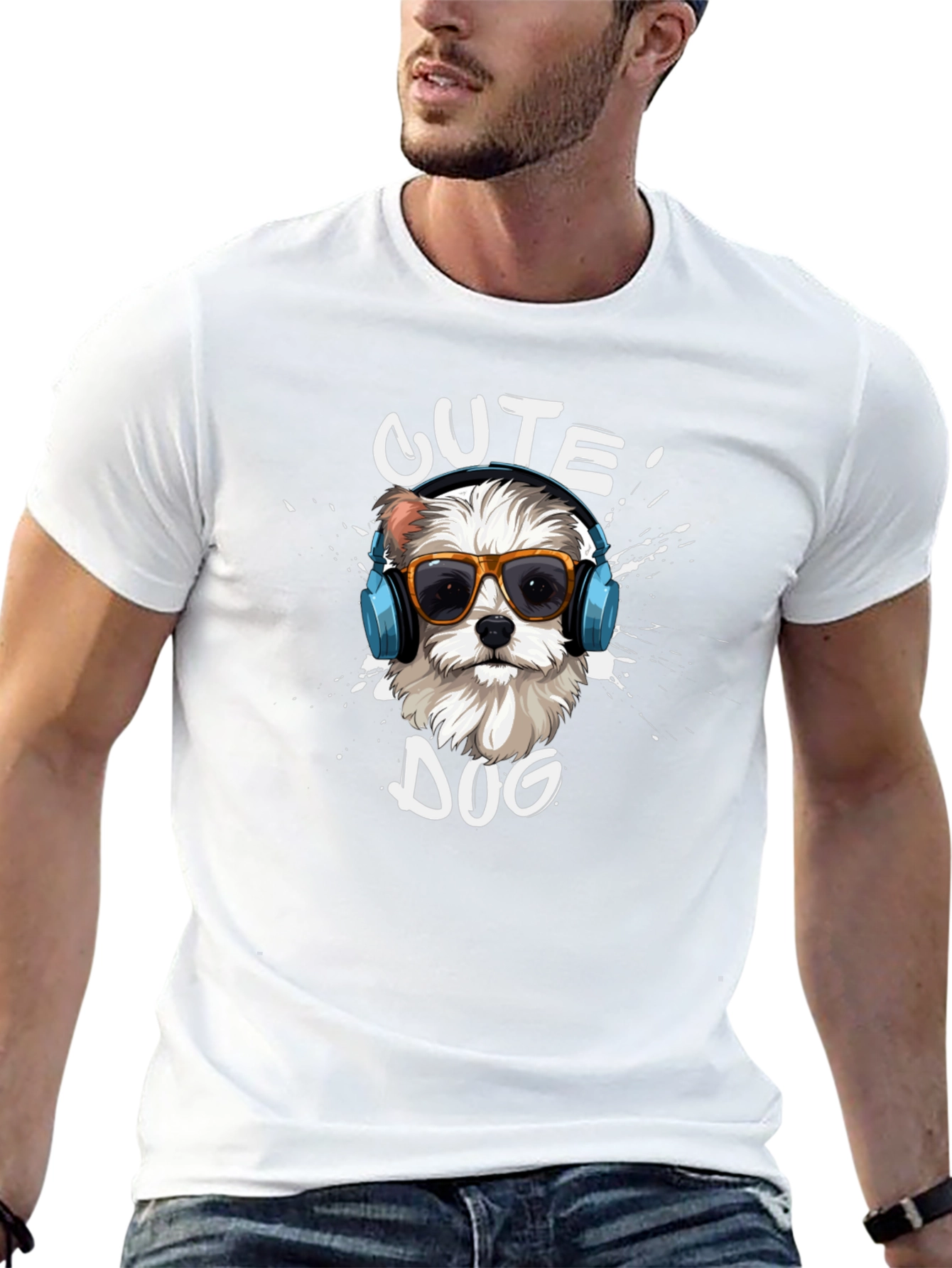 Cute Dog Graphic T-Shirt - Black