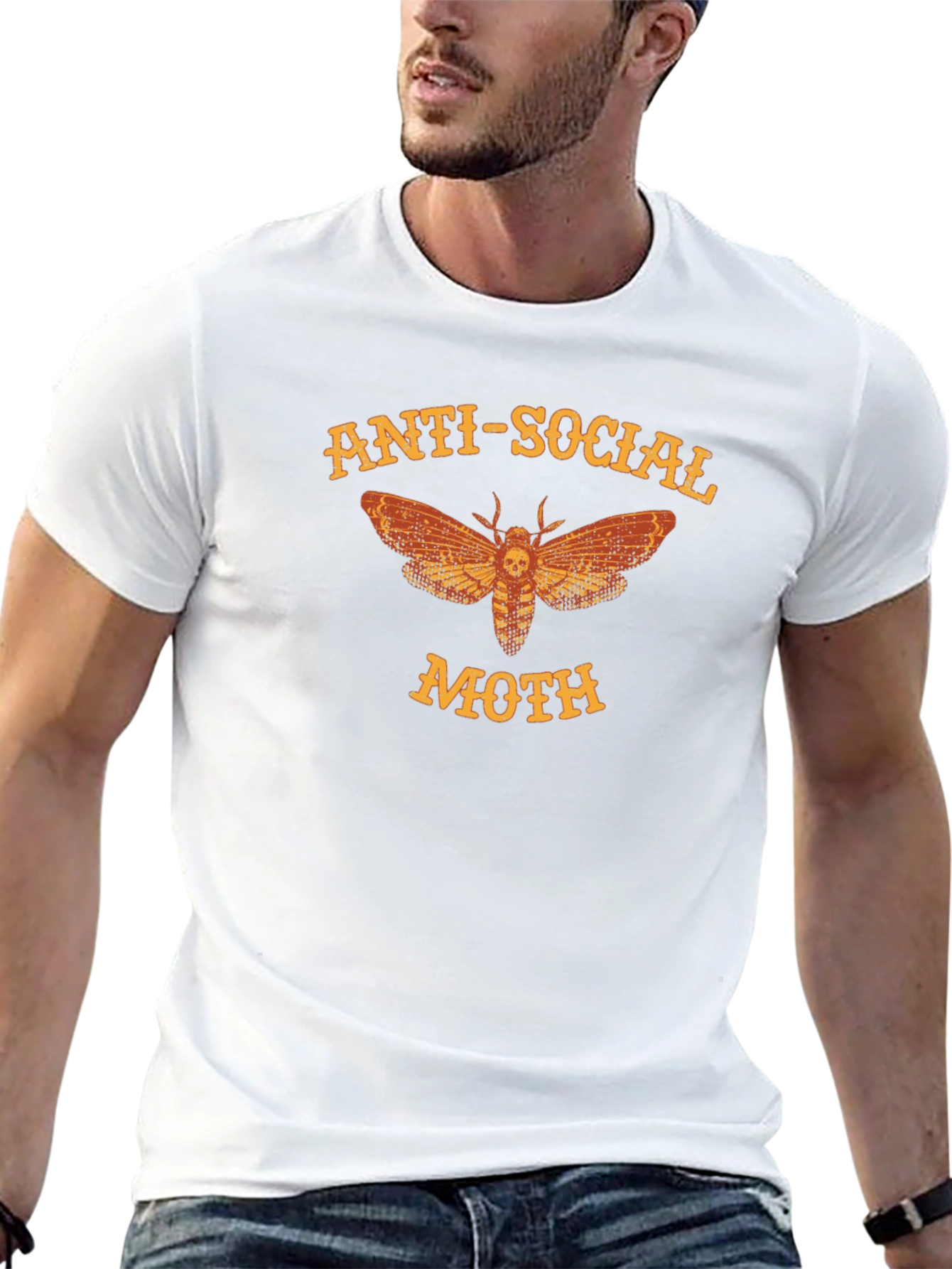 Anti-Social Moth Graphic T-Shirt - Black
