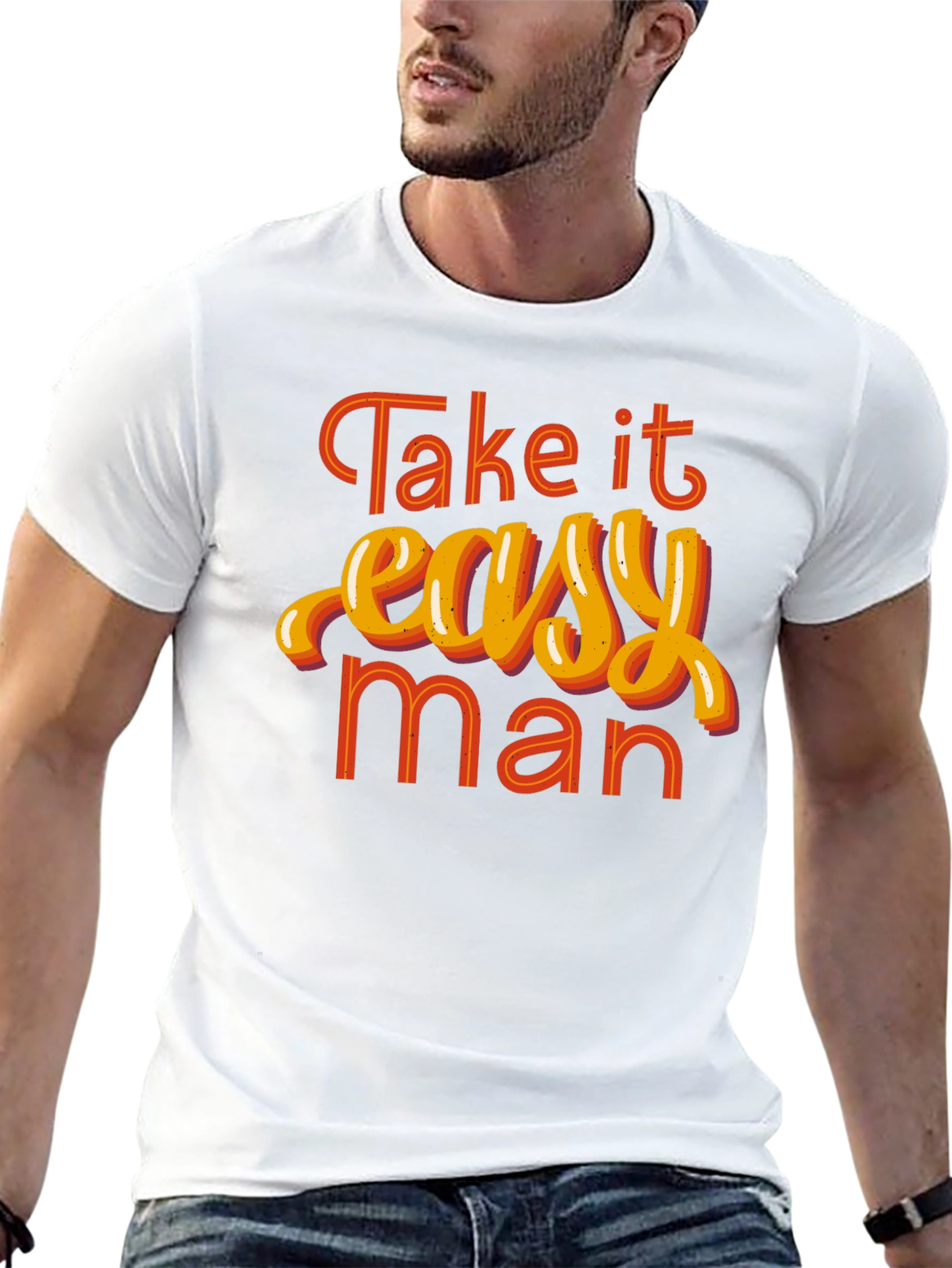 Take it Easy Man Graphic Tee - Retro Style