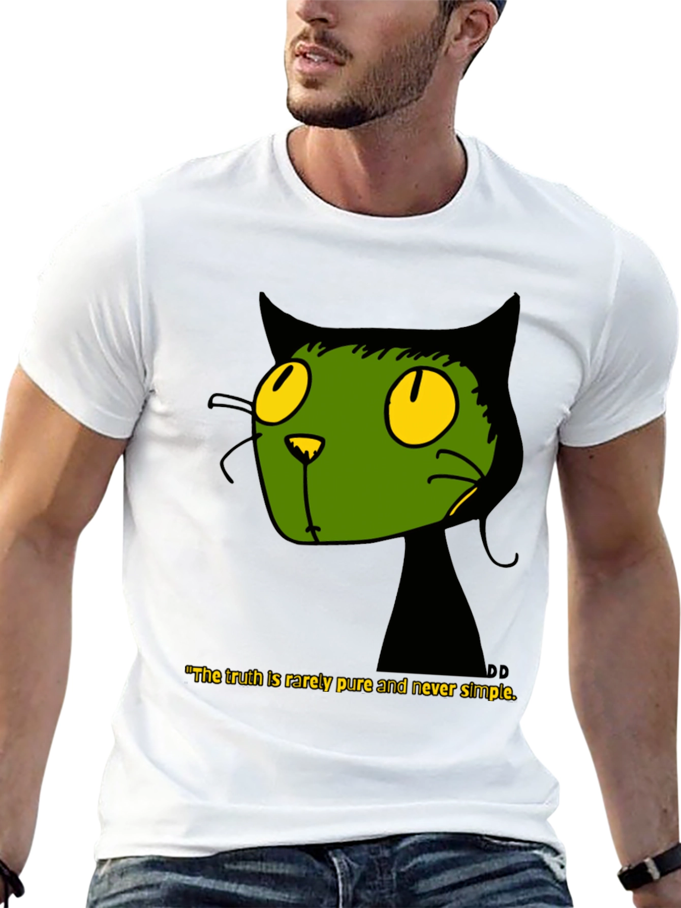 Black Cat T-Shirt - Truth is Rarely Pure