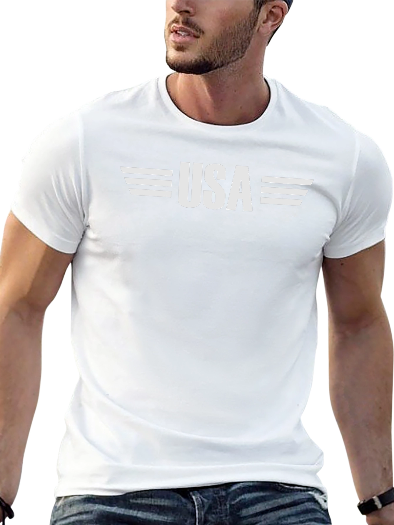 USA Graphic Print Crew Neck T-Shirt