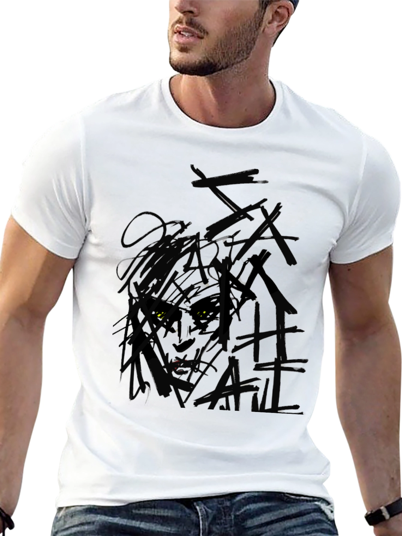 Abstract Graphic Print Black T-Shirt