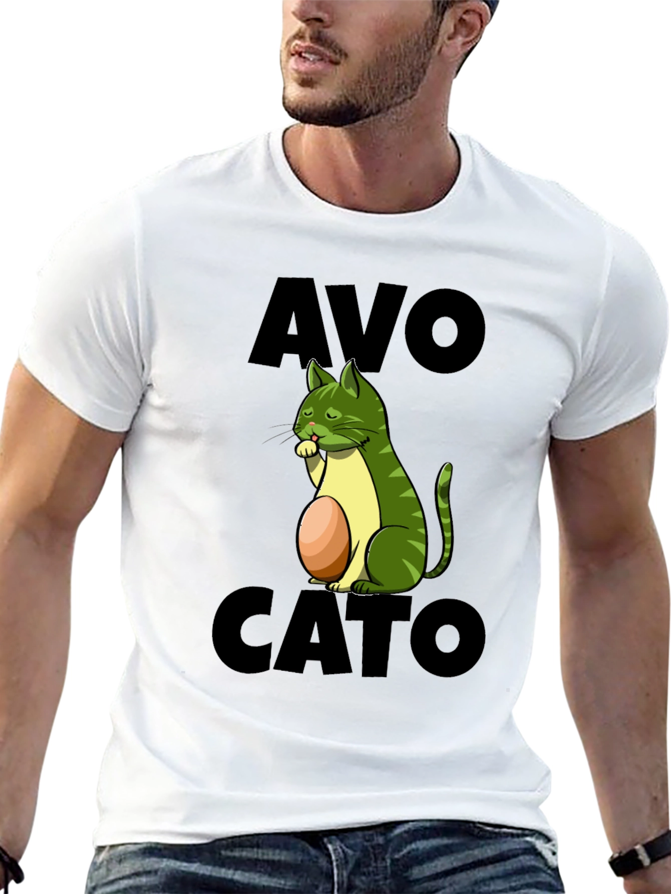 Avo Cato T-Shirt - Avocado Cat Pun Tee