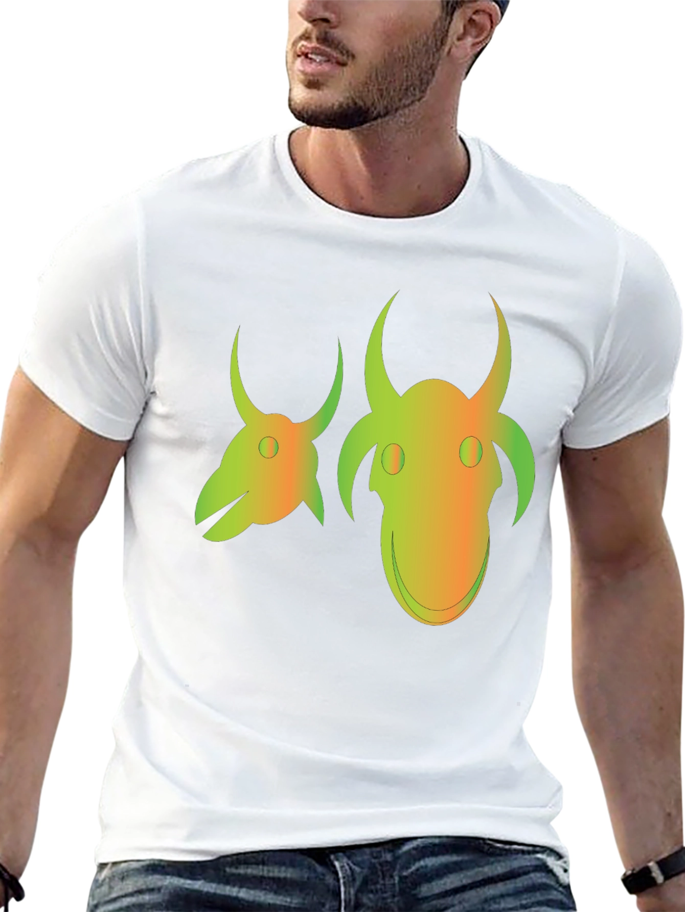 Unique Graphic Tee - Two Headed Creature Design