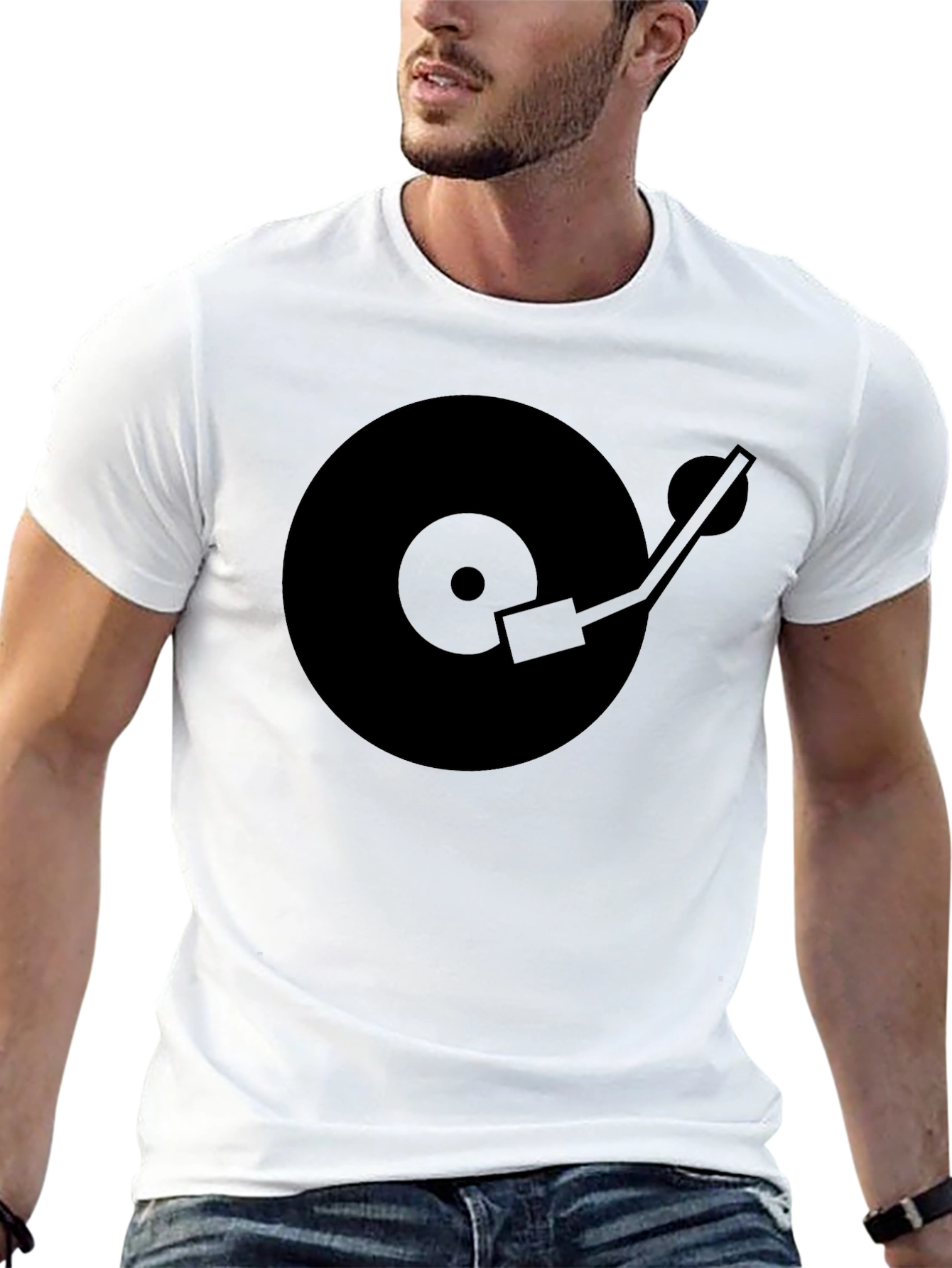 Vinyl Record Graphic Tee - Black