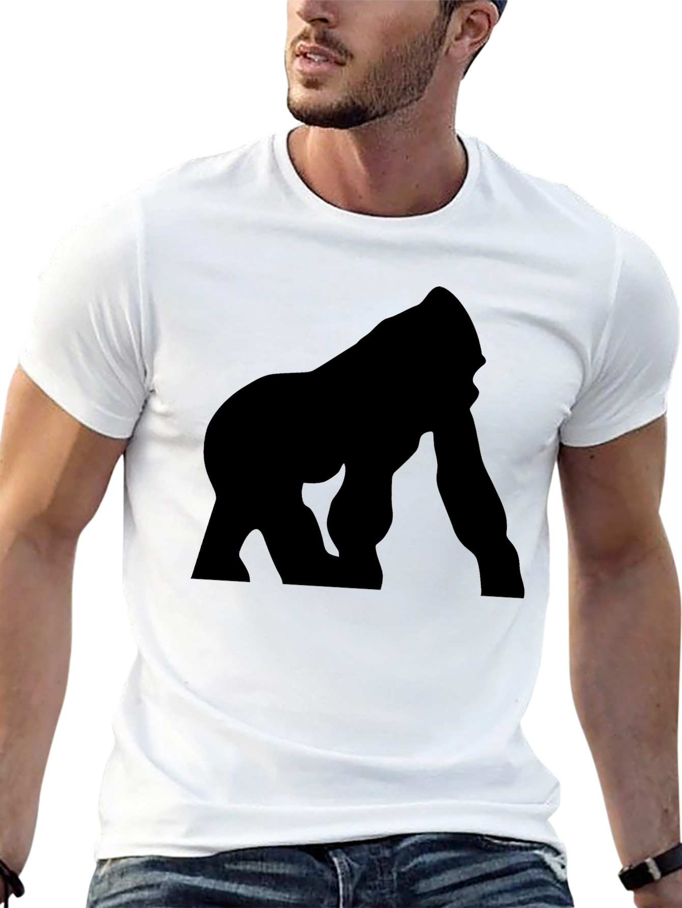 Silhouette Gorilla Graphic Tee - Black Cotton T-Shirt