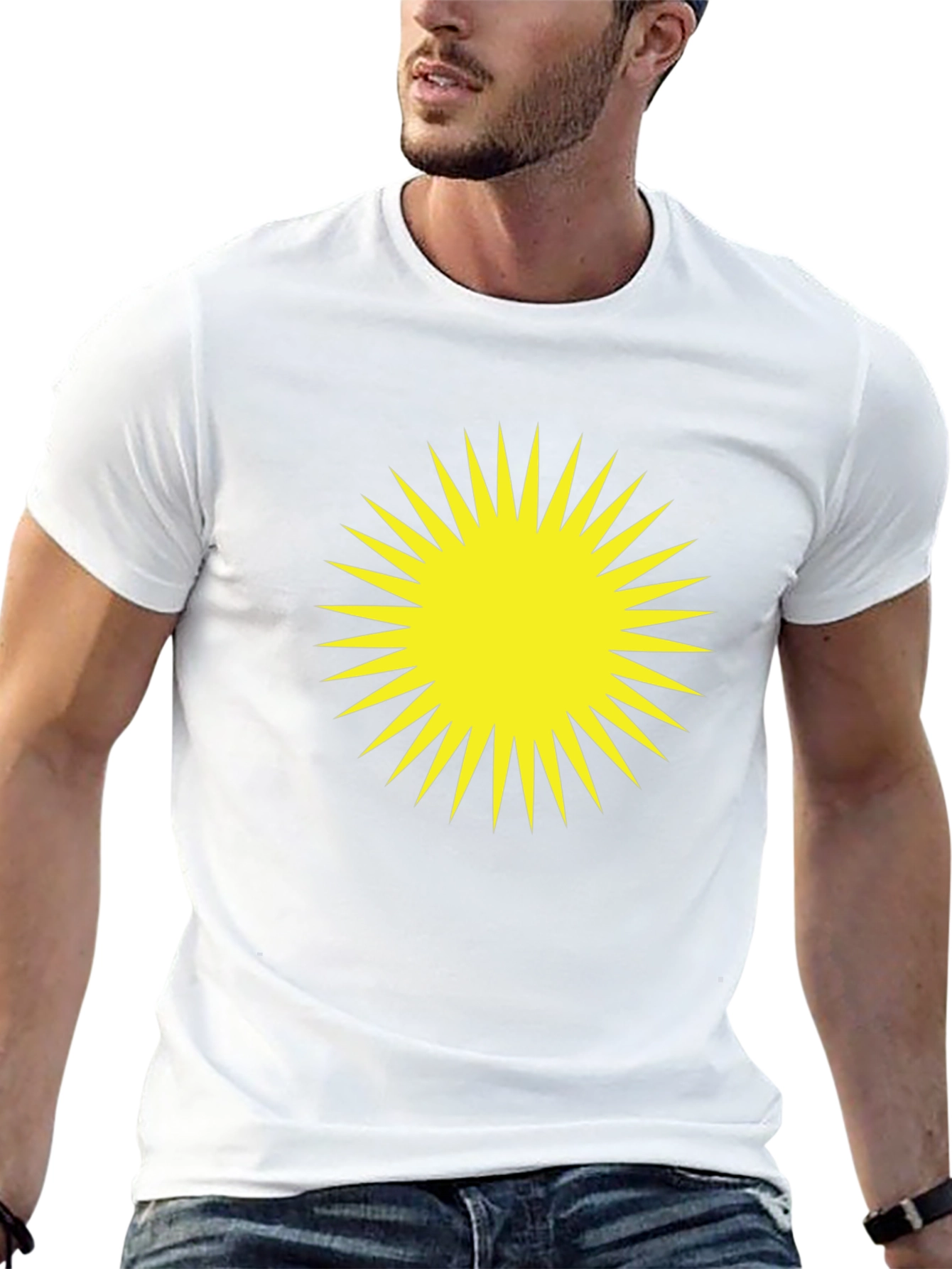 Bold Sunburst Graphic Tee - Black Cotton Blend Shirt