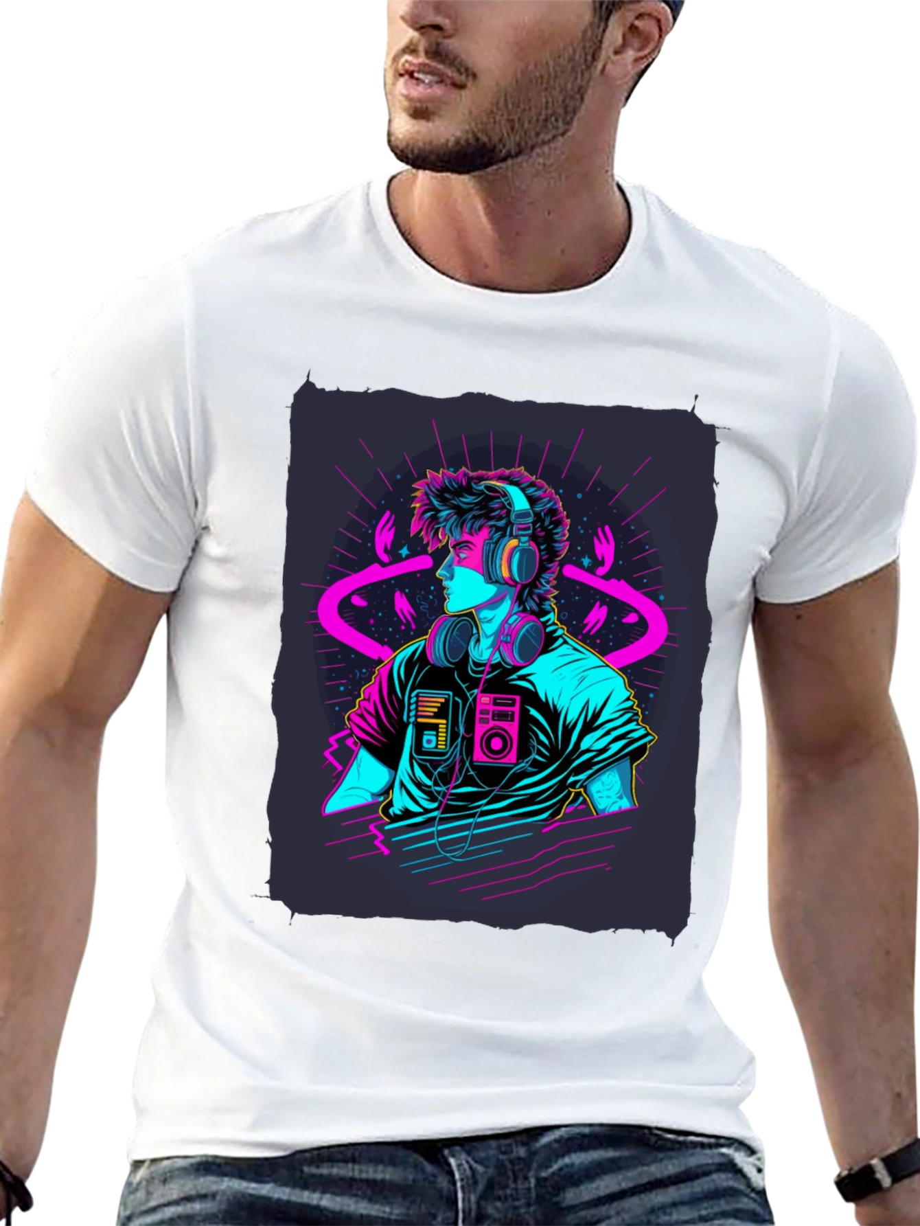 Retro Wave T-Shirt - 80s Neon Style