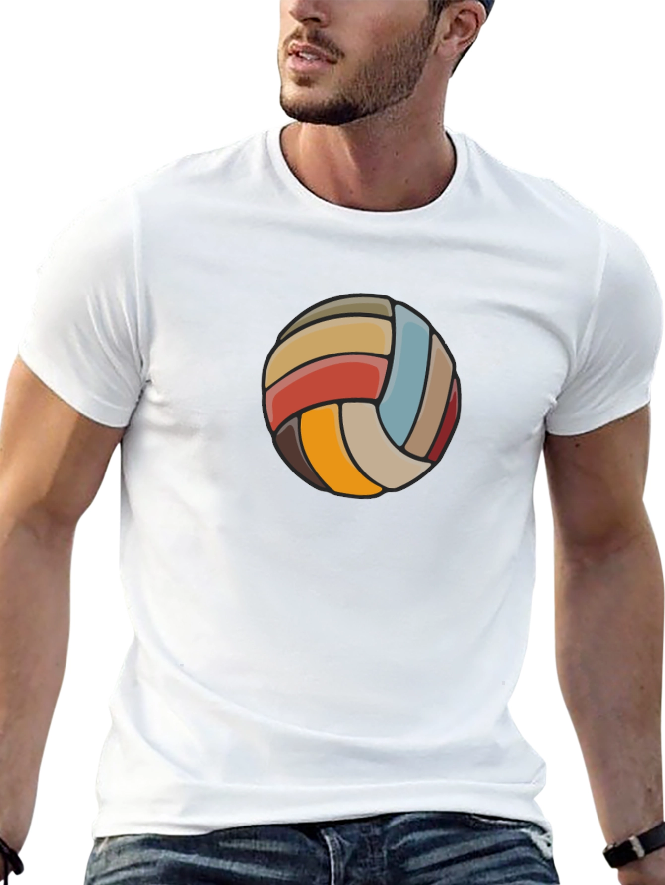 Retro Volleyball Graphic Tee - Black