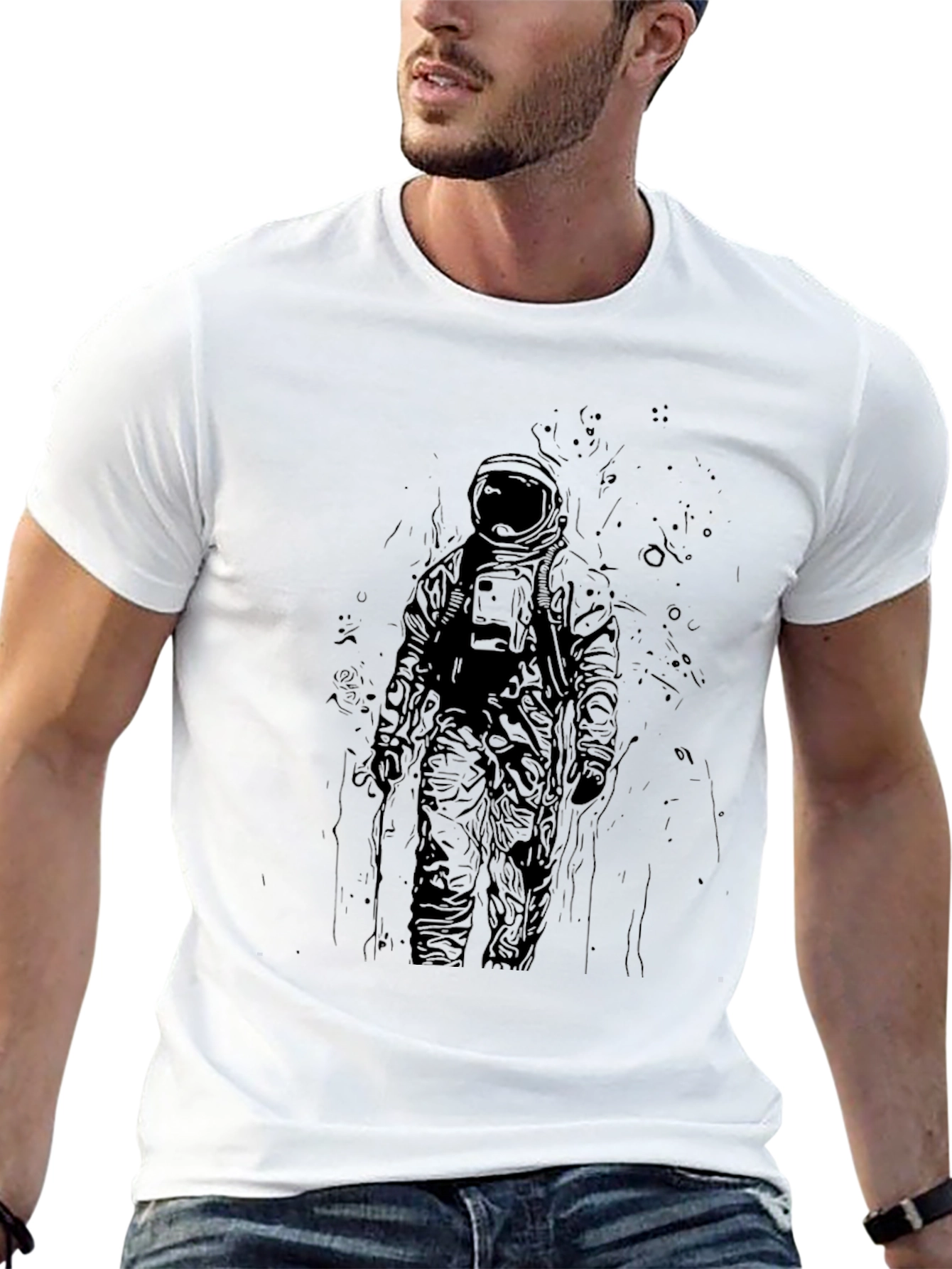 Astronaut Graphic Tee - Dark Spaced Out Design