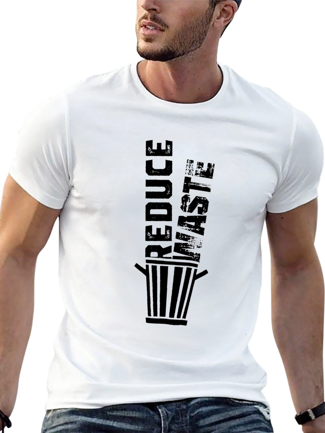 Reduce Waste Graphic Tee - Black Cotton T-Shirt