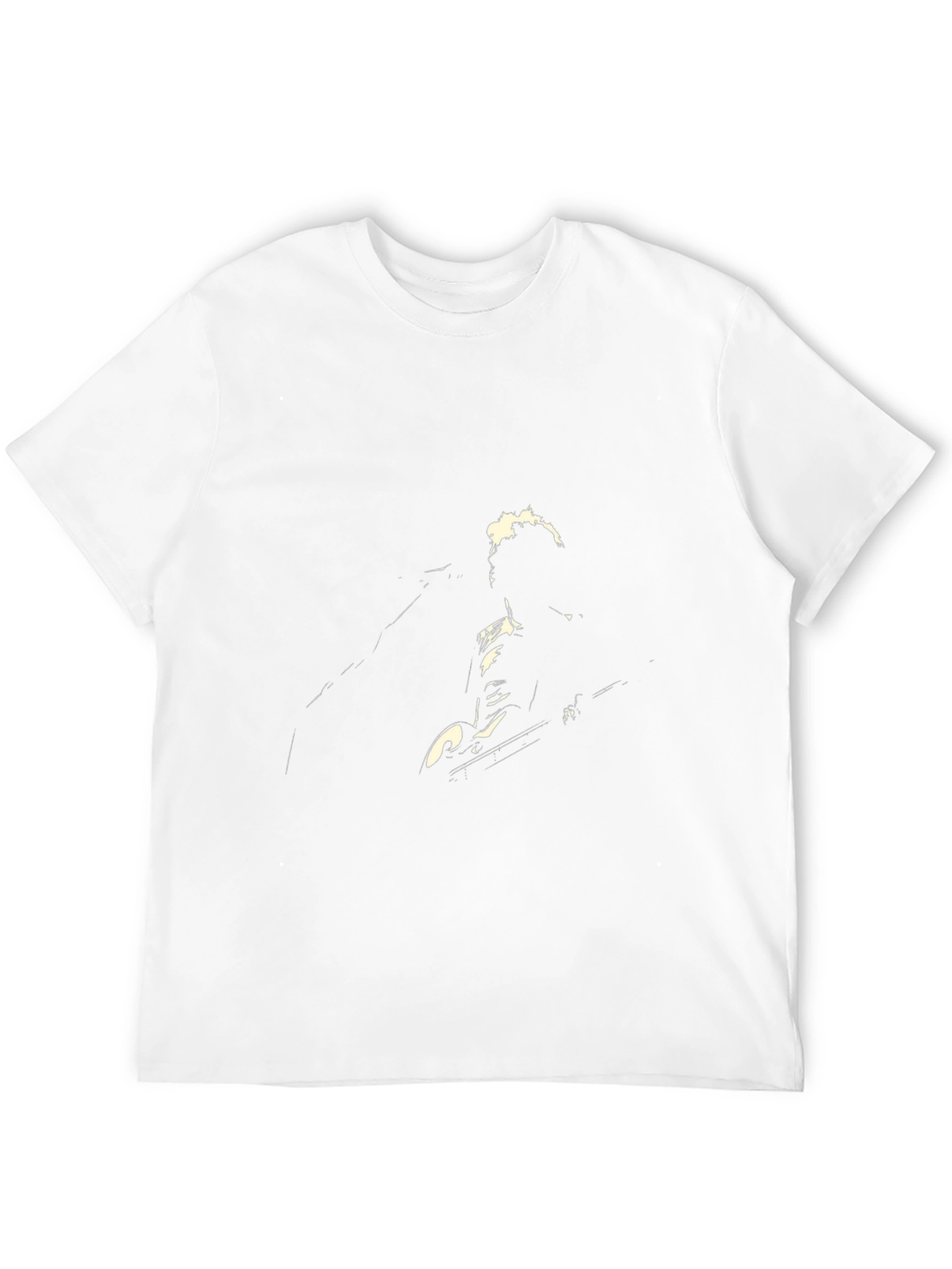 Black T-Shirt with Musician Silhouette Graphic