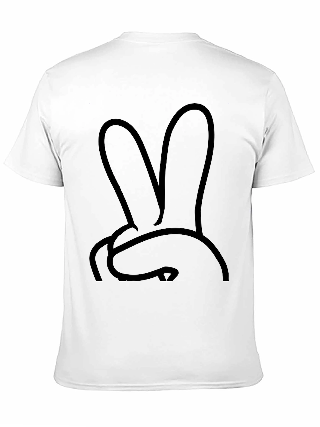 Black Bunny Peace Sign Graphic T-Shirt