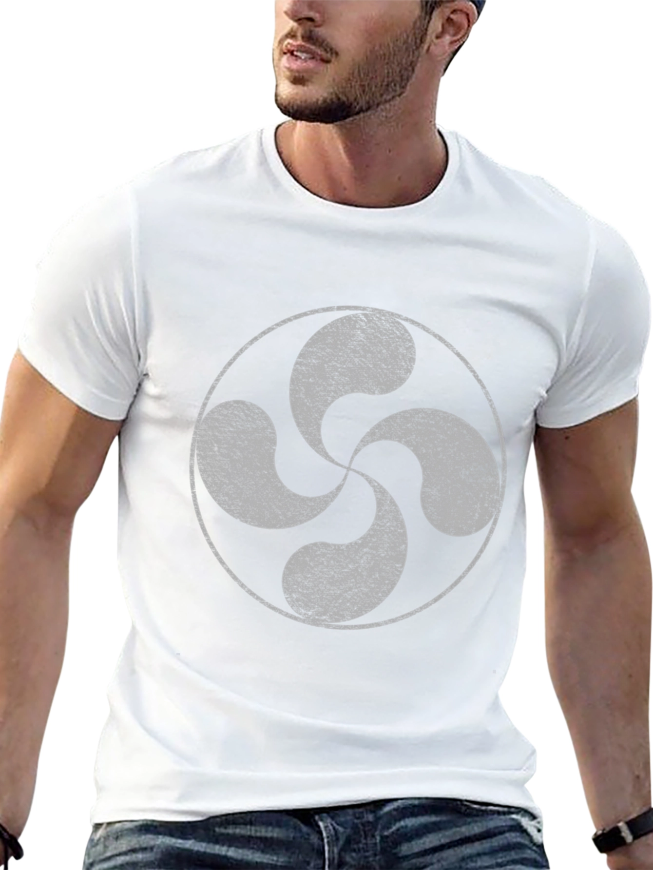 Black T-Shirt with Lauburu Basque Cross Design