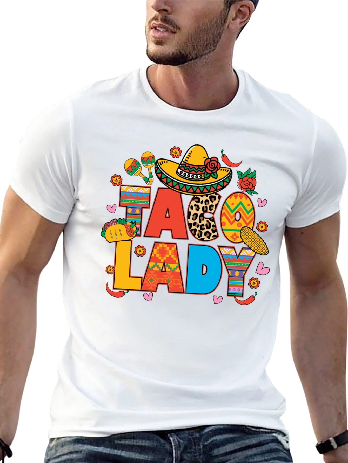 Taco Lady Black Graphic T-Shirt Cinco de Mayo