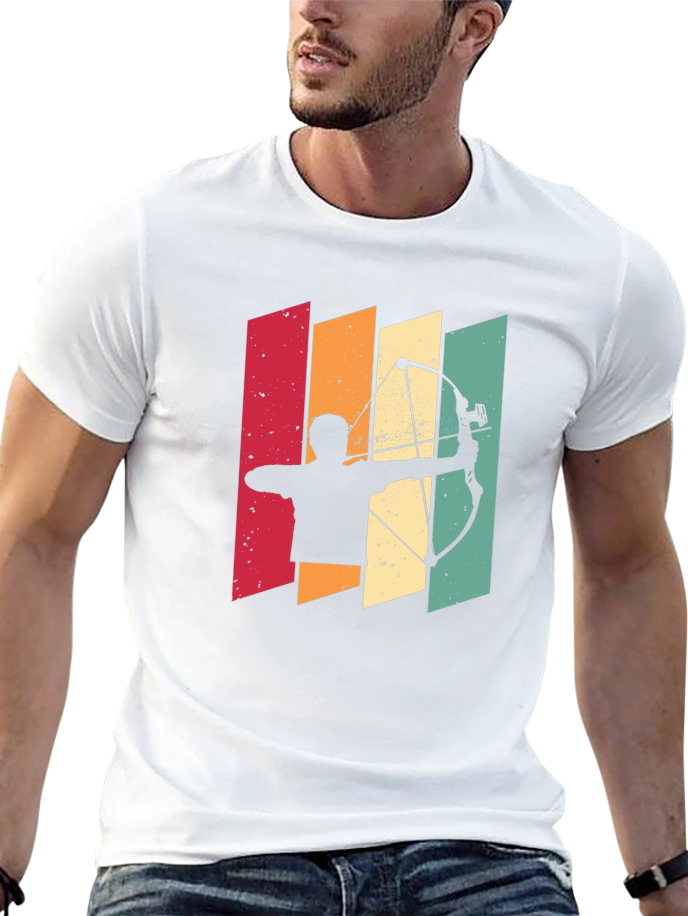 Archery Silhouette Retro Style Graphic Tee