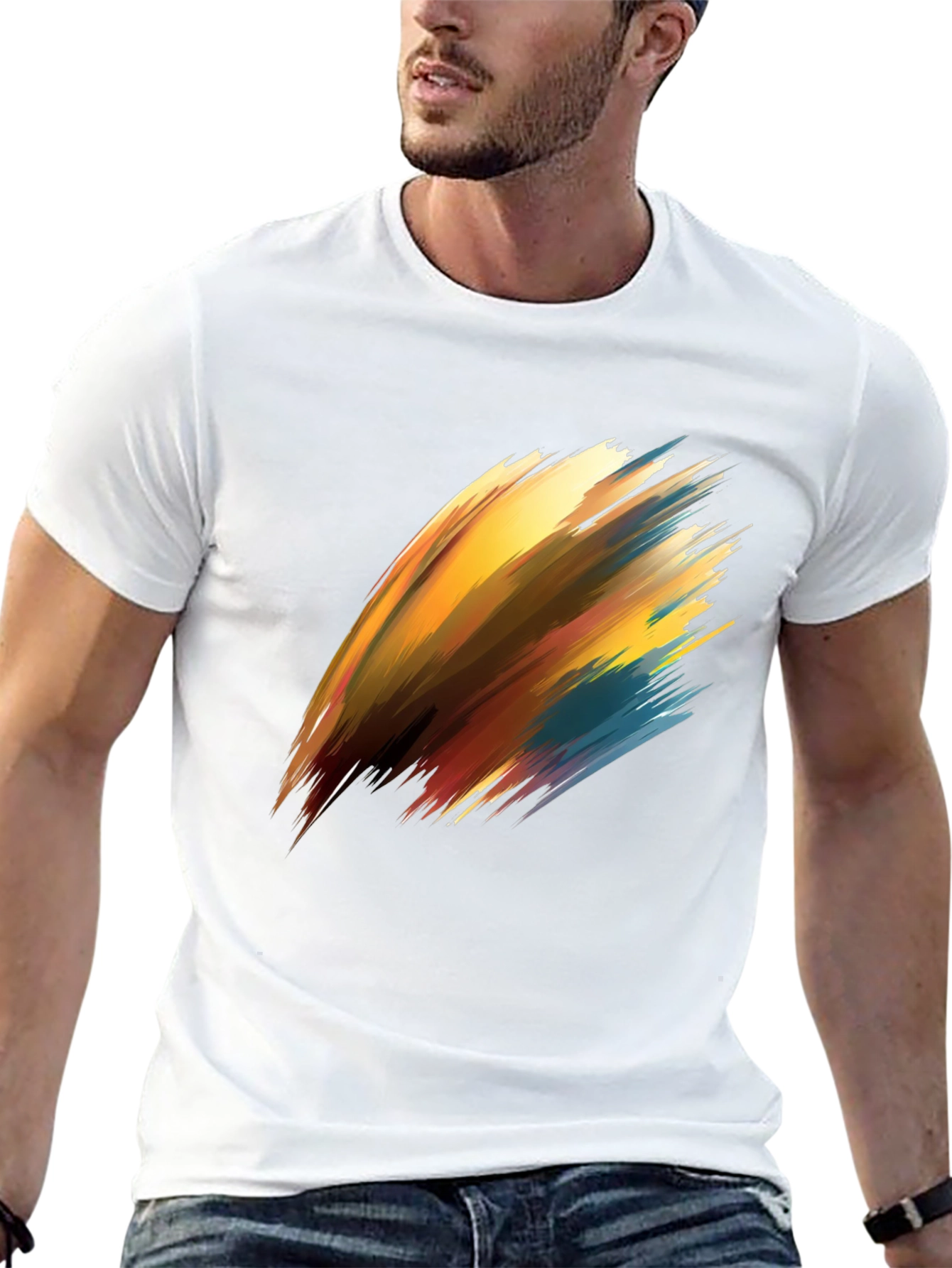 Abstract Brush Stroke Graphic Black T-Shirt