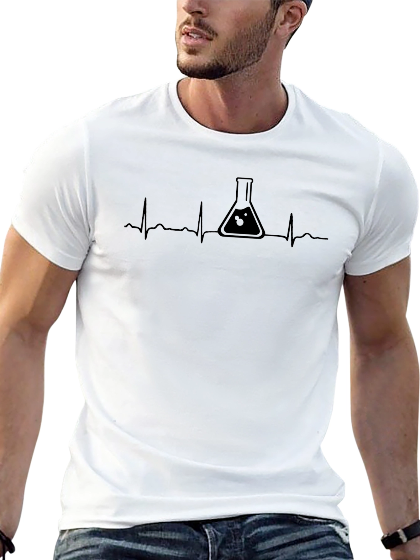 Science Heartbeat Graphic Tee - Black Cotton
