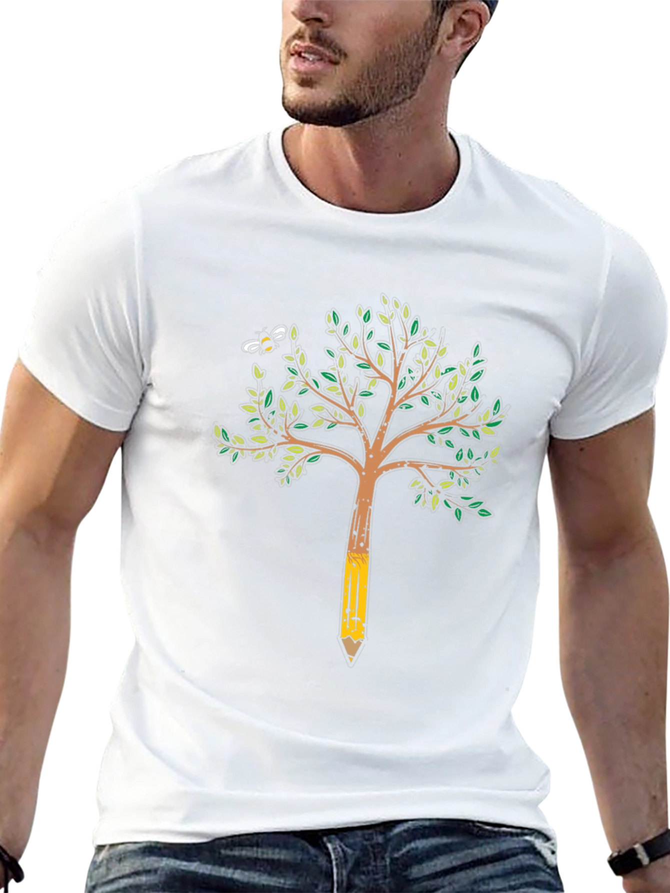 Creative Tree Pencil Graphic T-Shirt