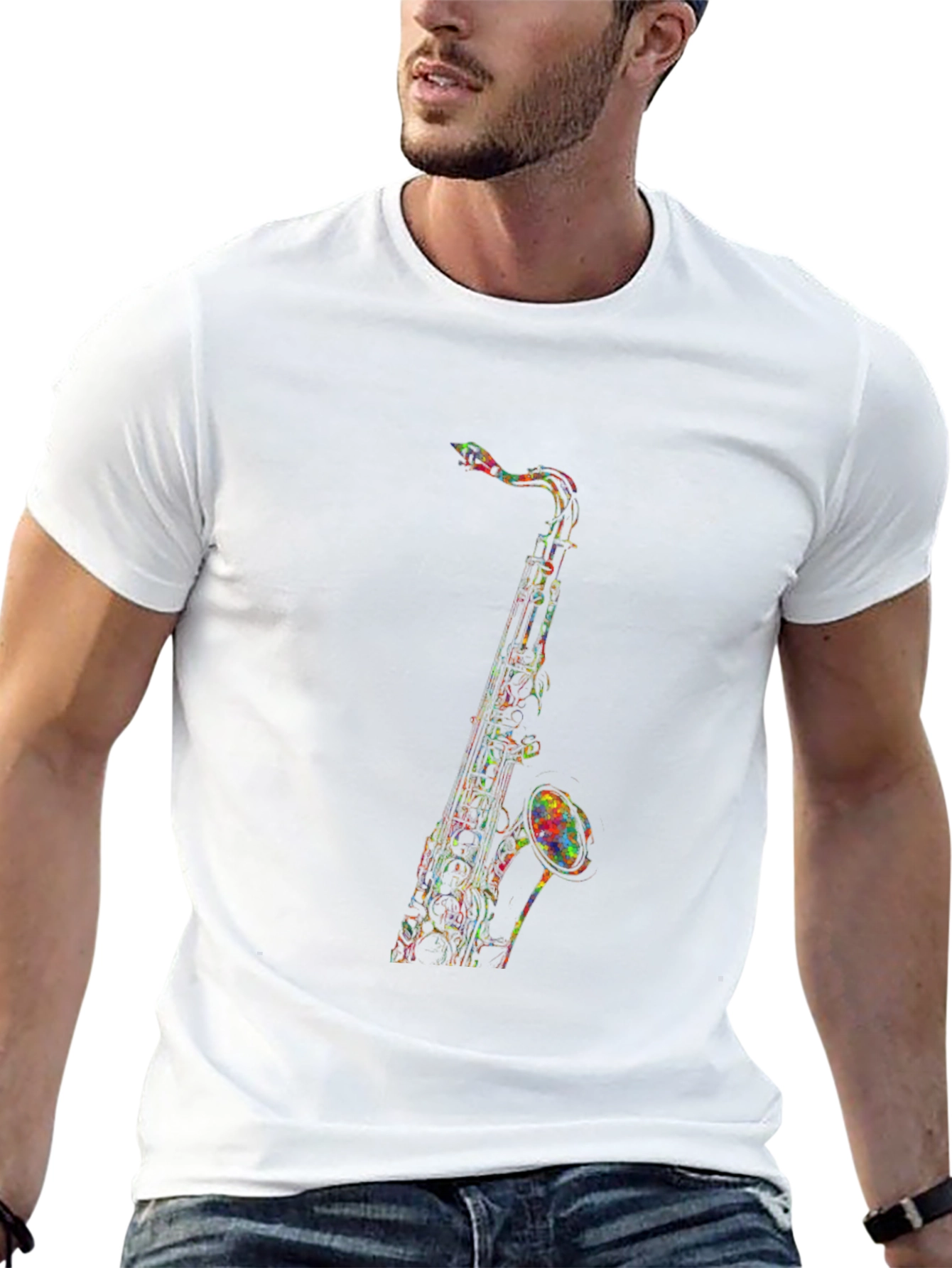 Saxophone Graphic Tee - Mens Black T-Shirt