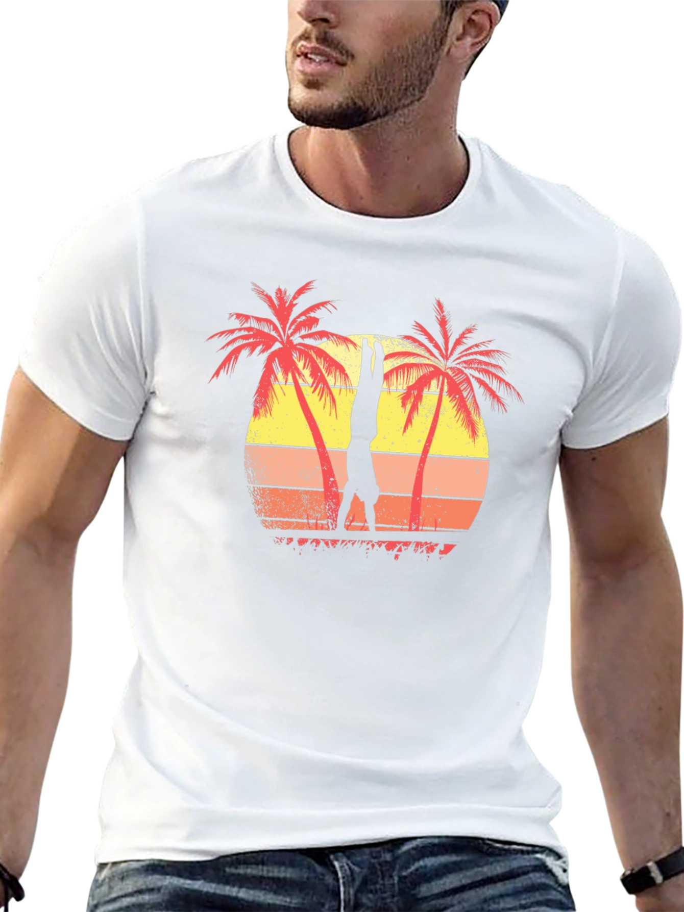 Retro Palm Tree Handstand Graphic Tee