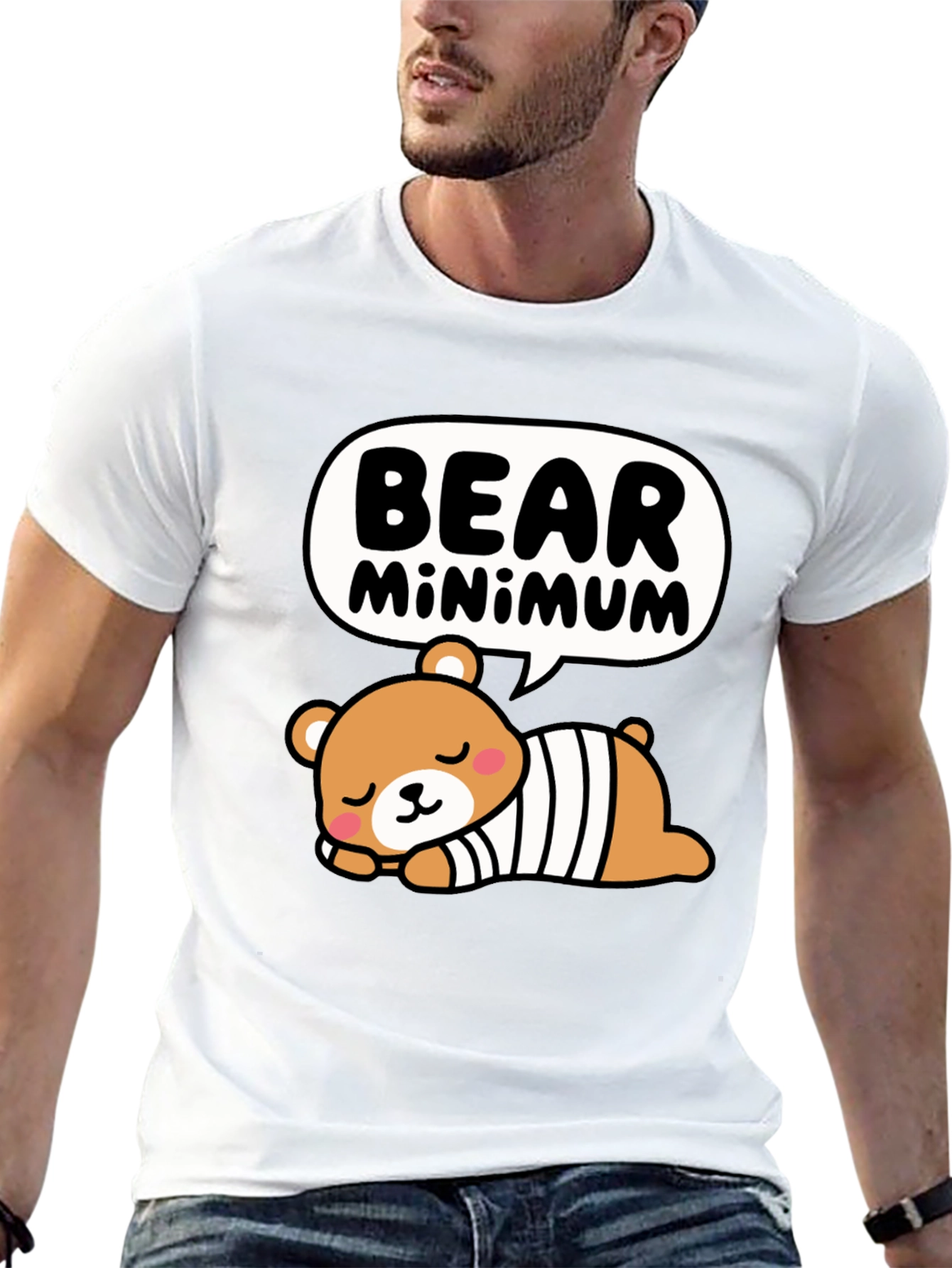 Bear Minimum Graphic T-Shirt - Cute Cartoon Tee