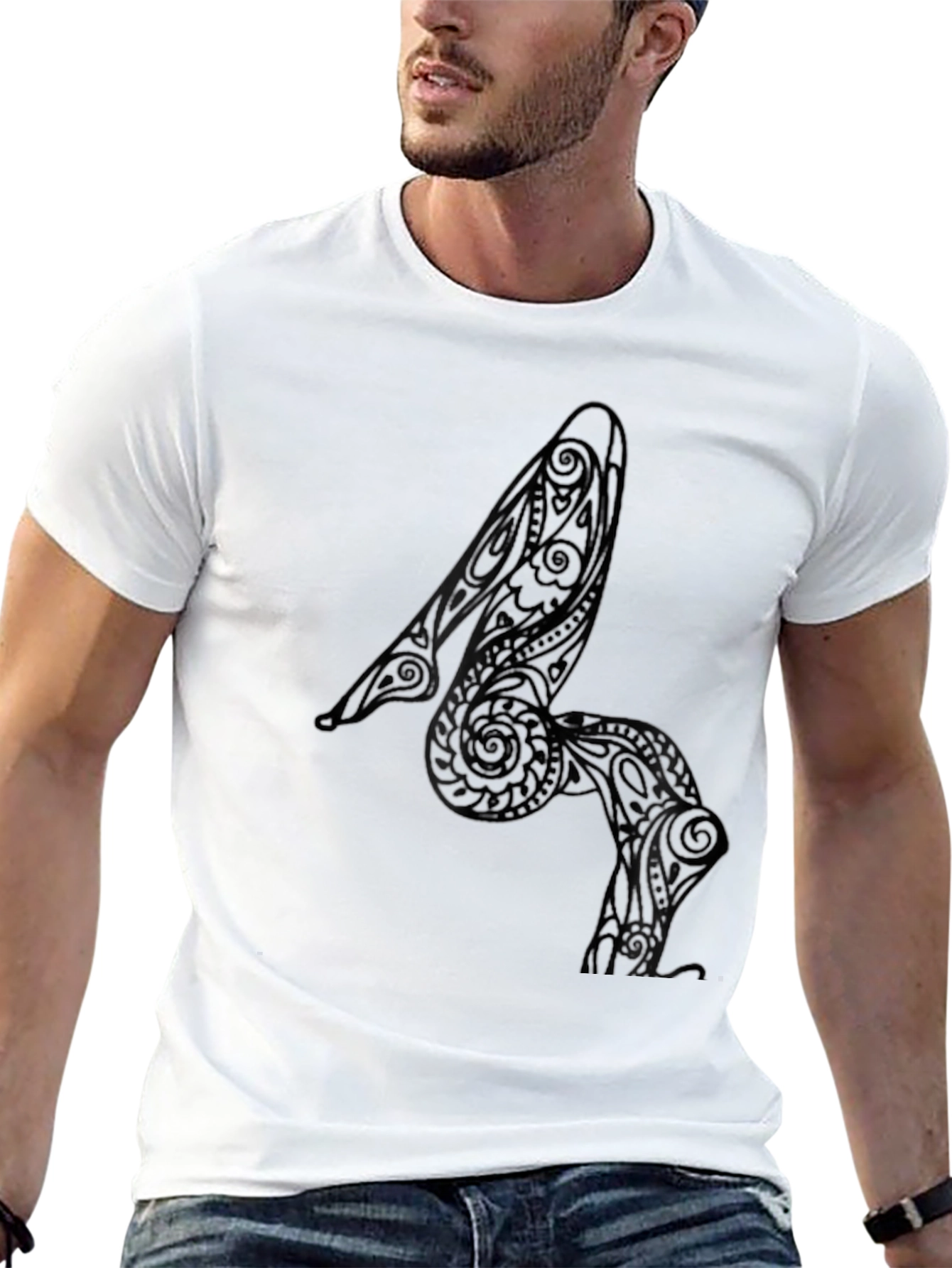 Tribal Heel Art Mens Black T-Shirt