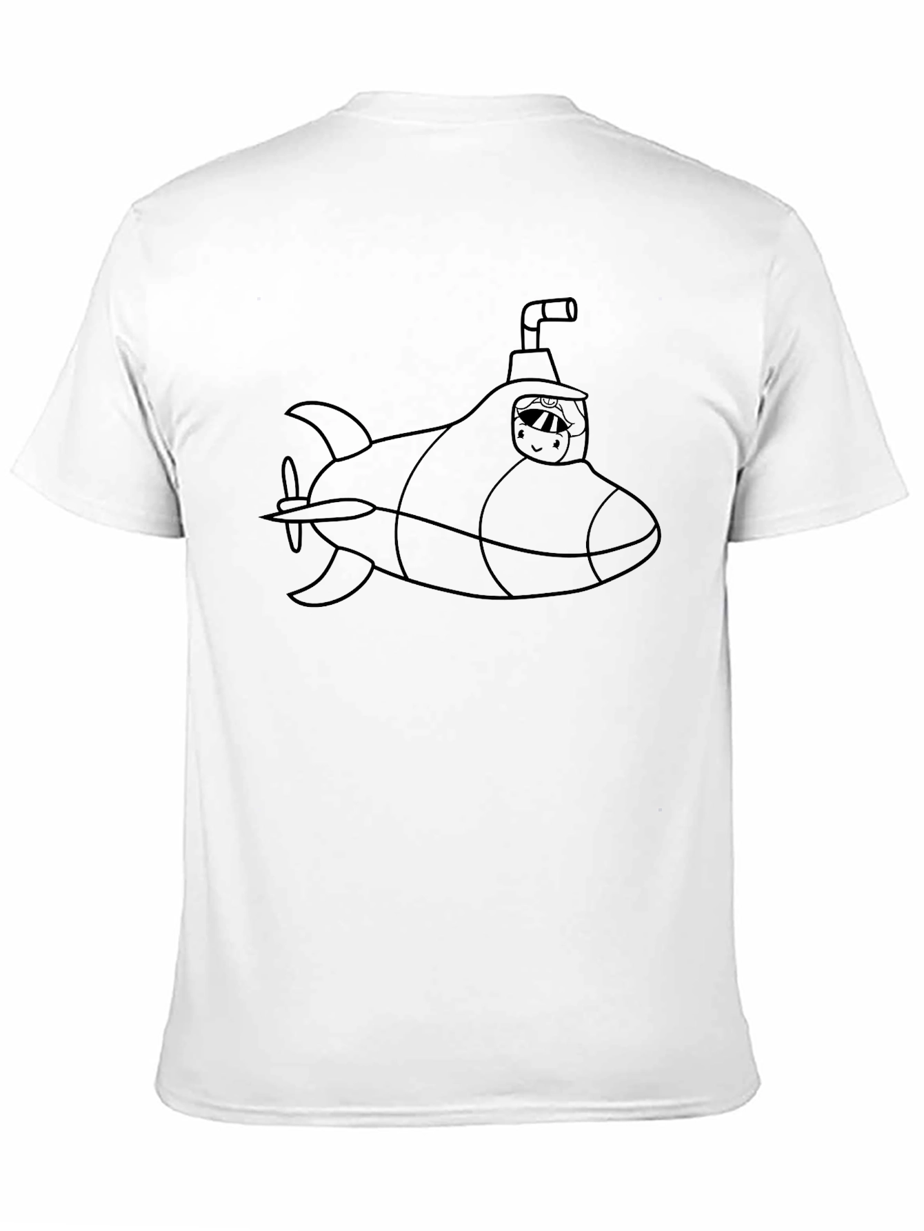 Submarine Cartoon Graphic Tee - Black