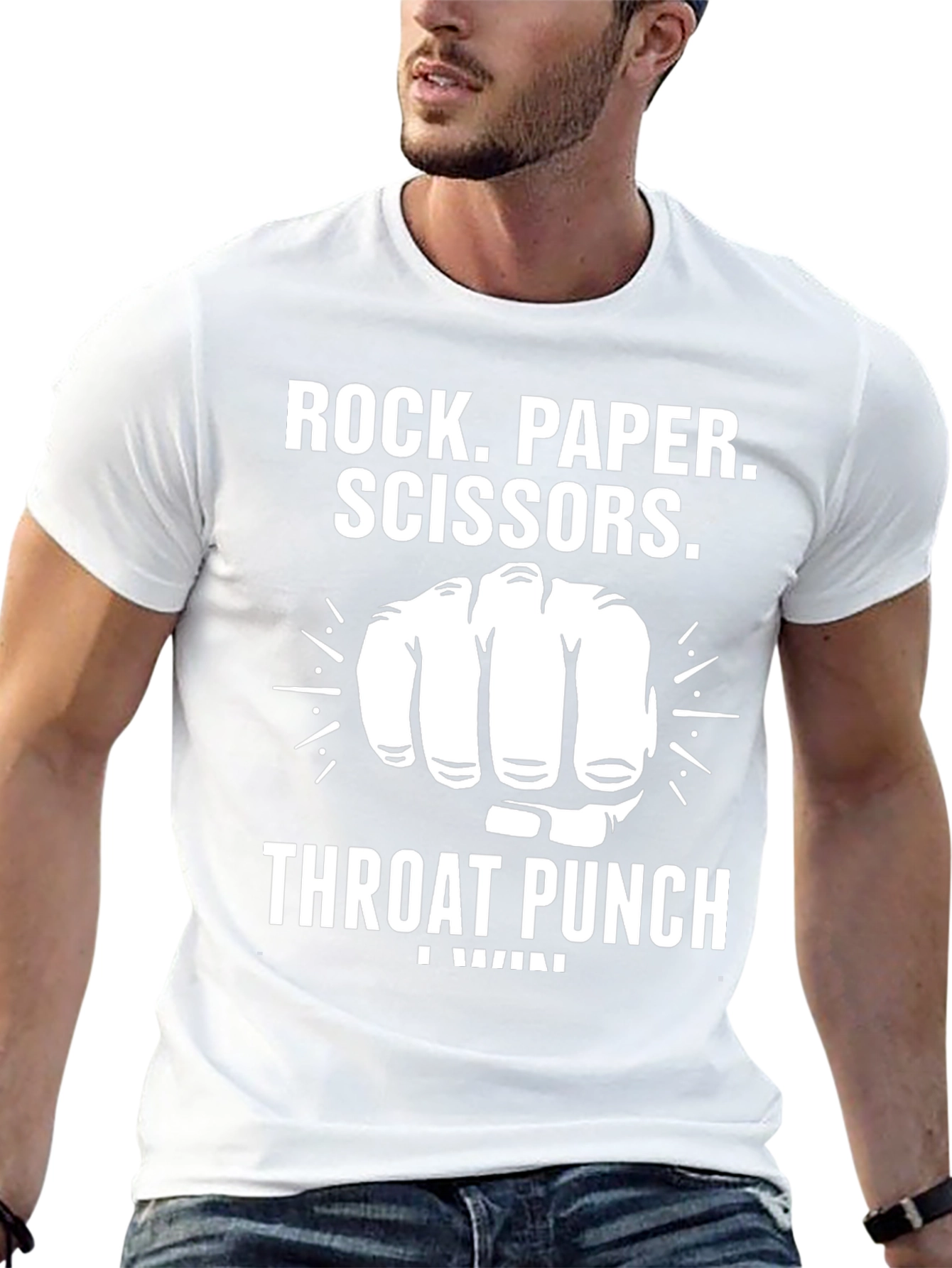 Rock Paper Scissors Throat Punch Black T-Shirt