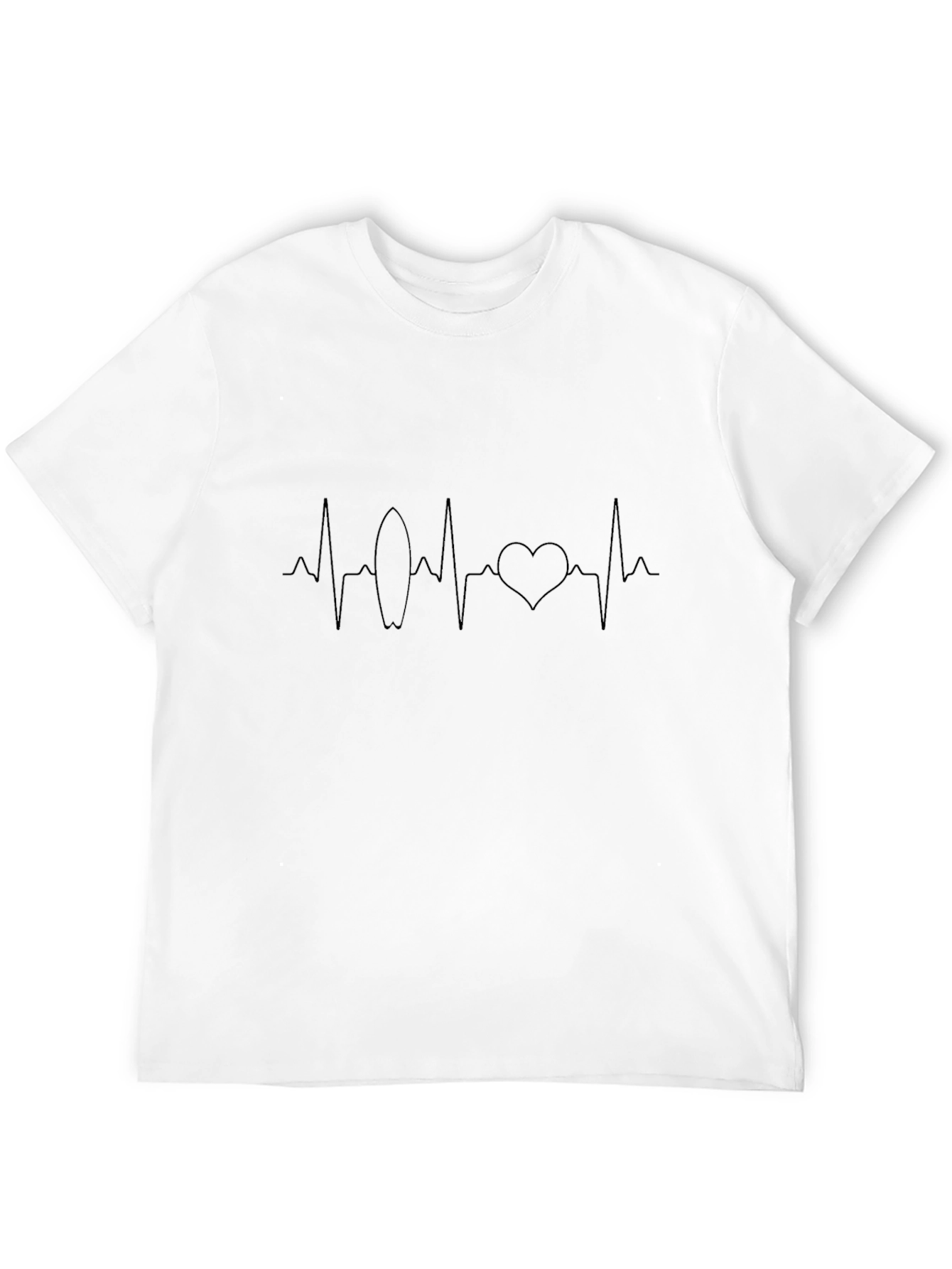 Surf & Love Black Graphic Tee - Heartbeat Design