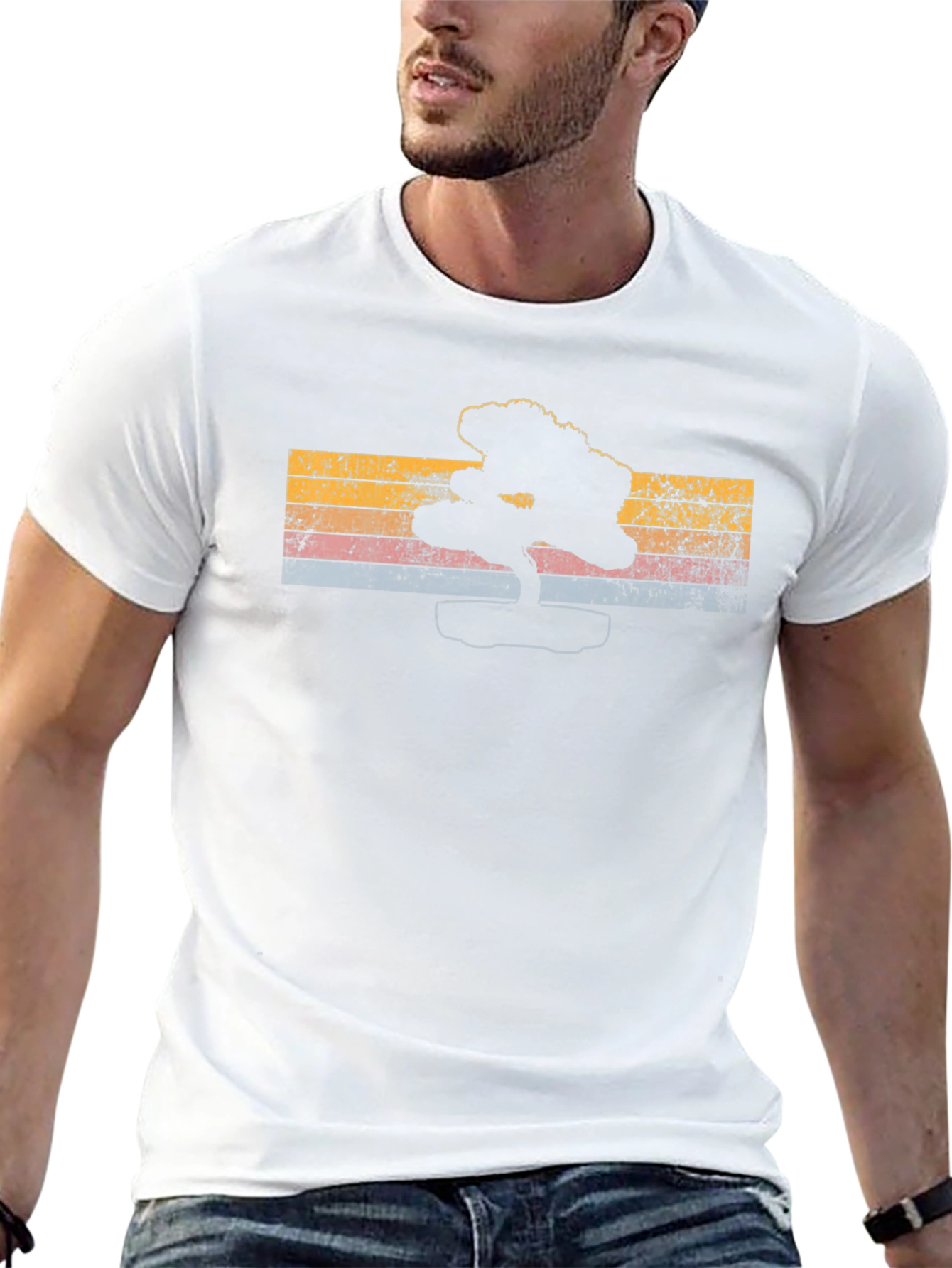 Retro Bonsai Tree Graphic Tee - Mens Black T-Shirt
