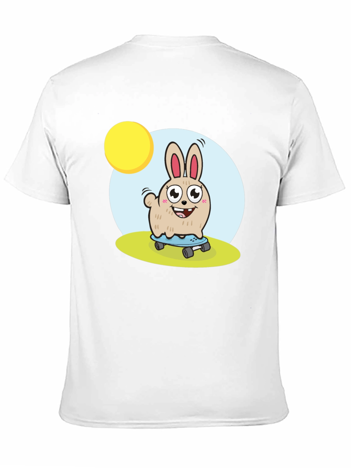 Skateboarding Bunny Graphic Tee - Black Cotton T-Shirt