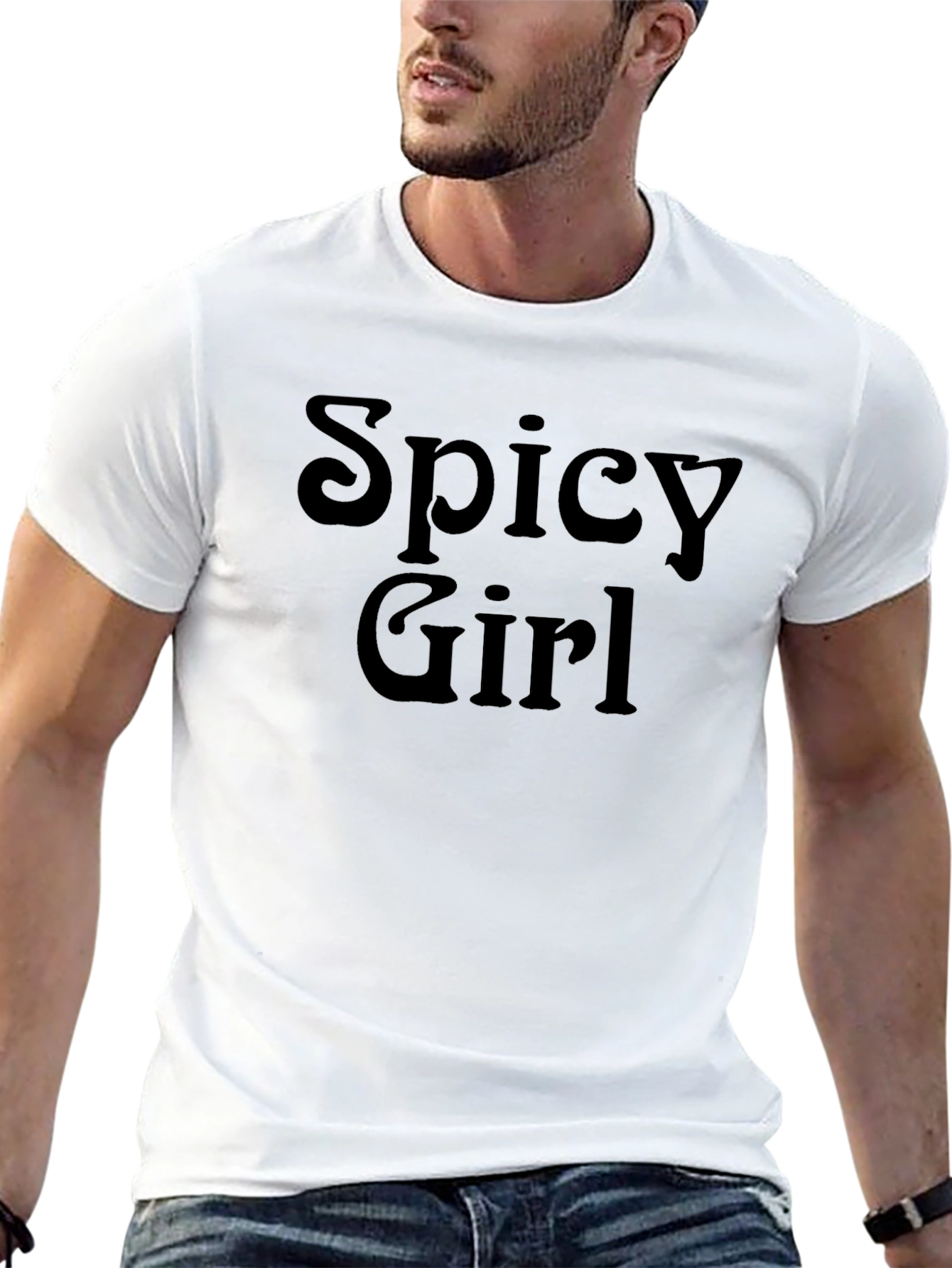 Spicy Girl Graphic Tee - Black Cotton T-Shirt